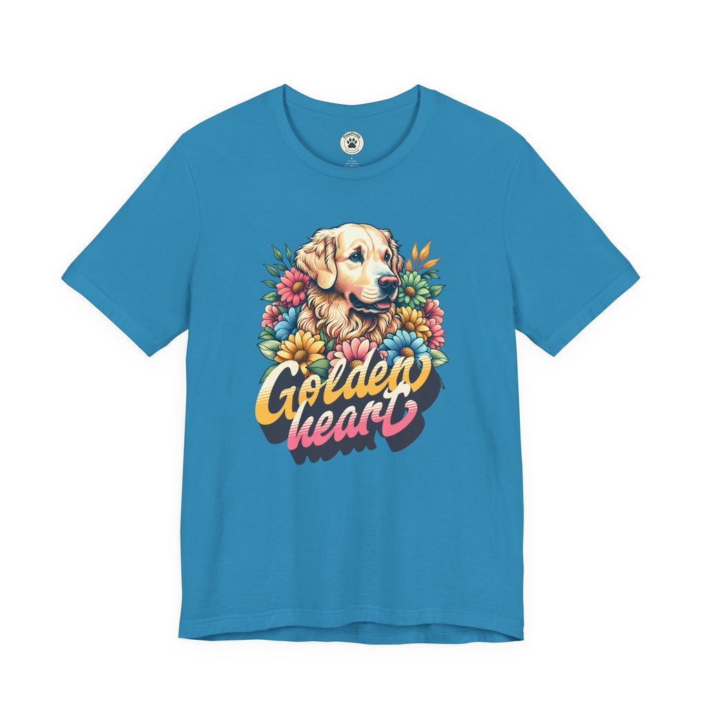 Golden Heart T-Shirt — Retro Floral Golden Retriever Tee