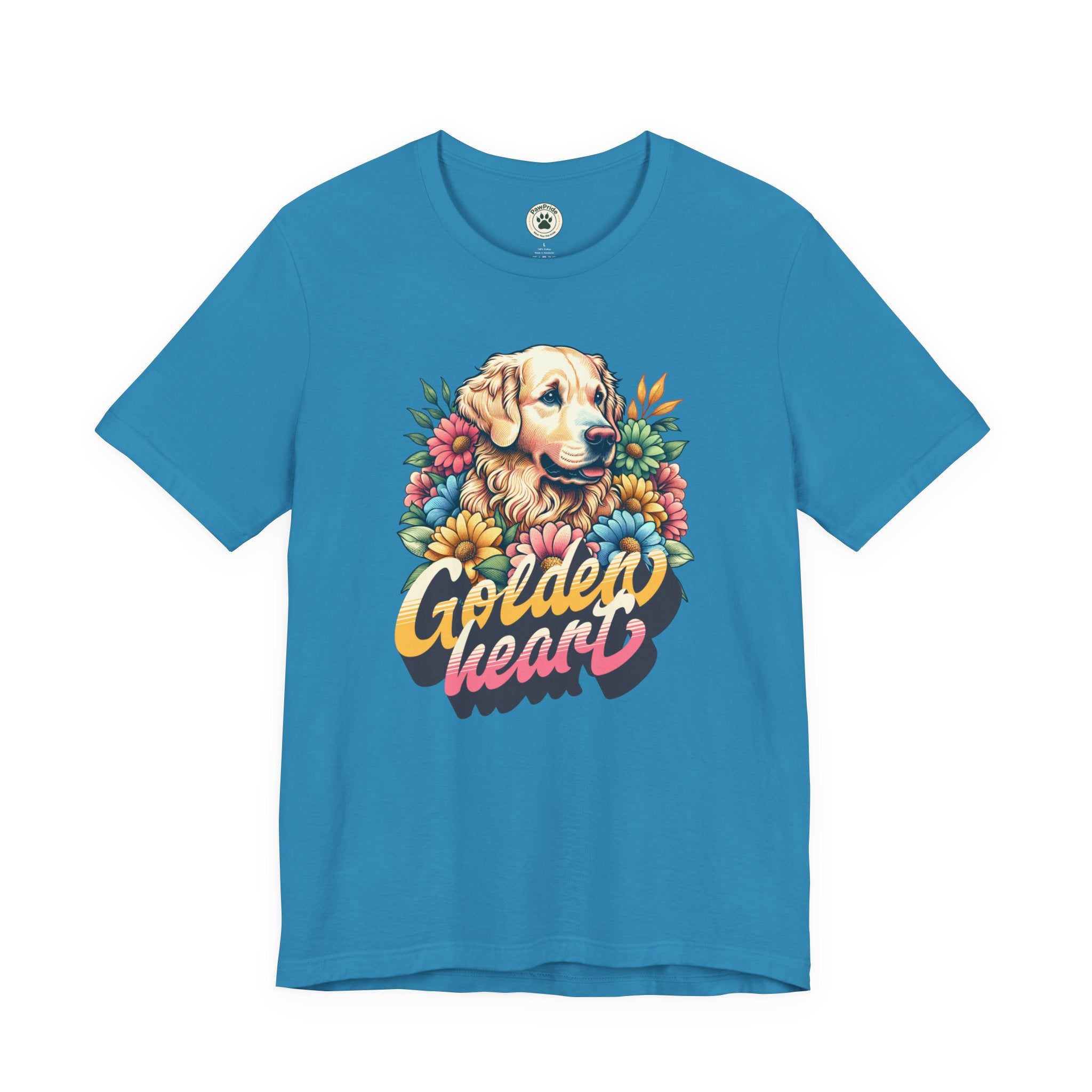 Golden Heart T-Shirt — Retro Floral Golden Retriever Tee
