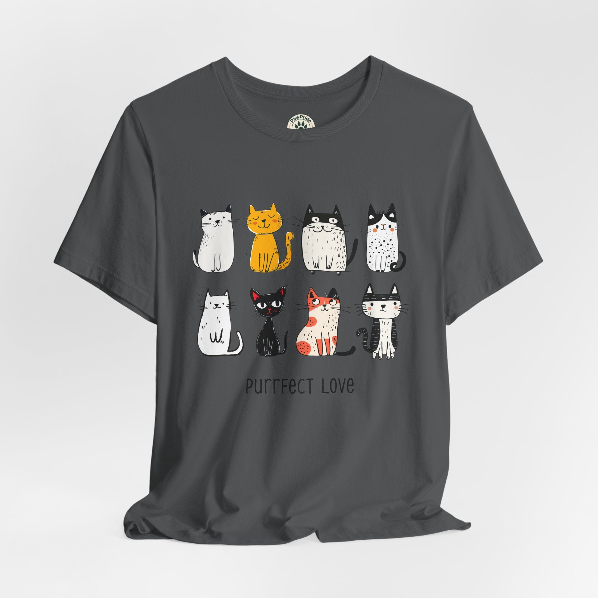 Purrfect Love Cat T-Shirt — Cute Cartoon Cats Tee for Cat Lovers