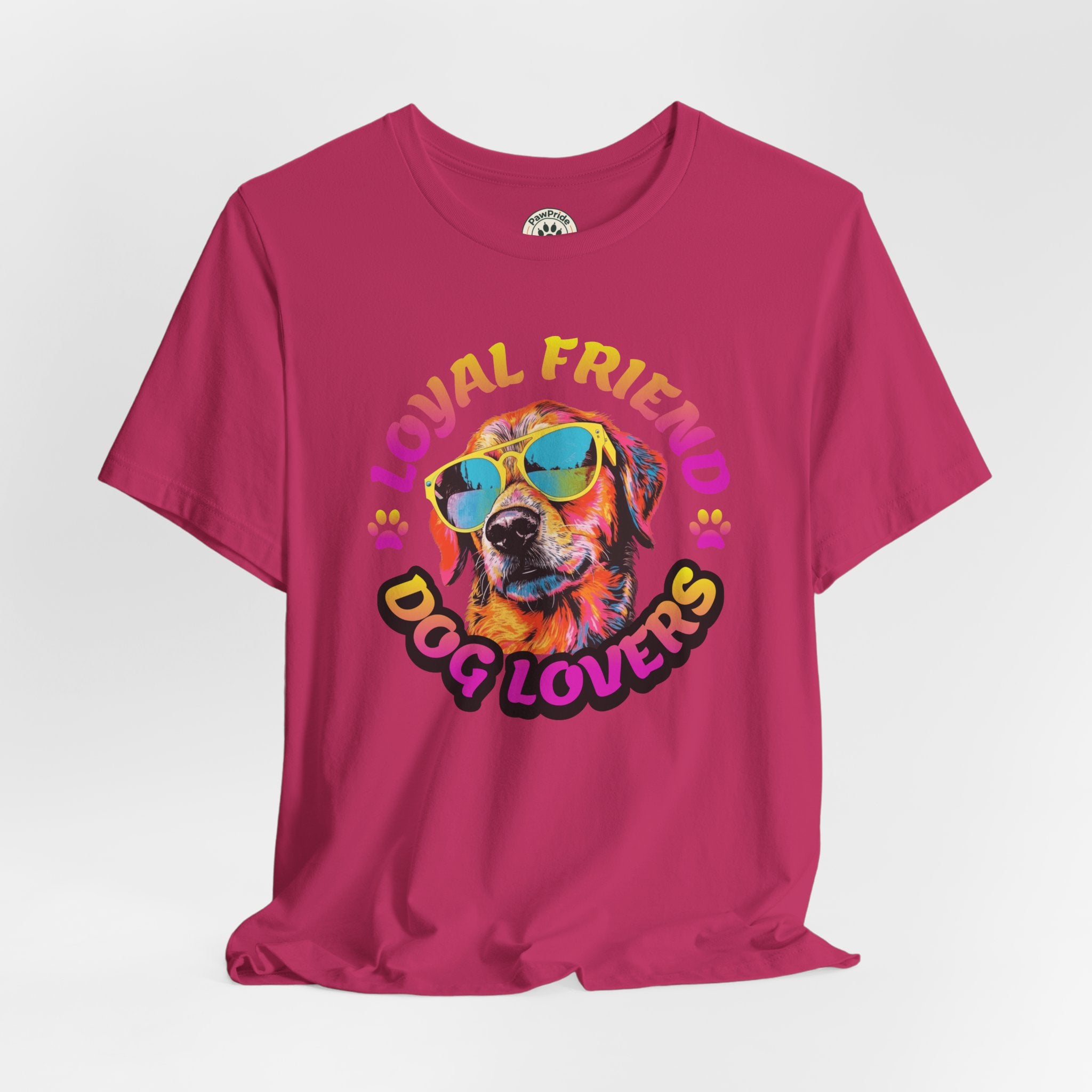 Dog Lovers T-Shirt — "Loyal Friend" Colorful Sunglasses Puppy Tee
