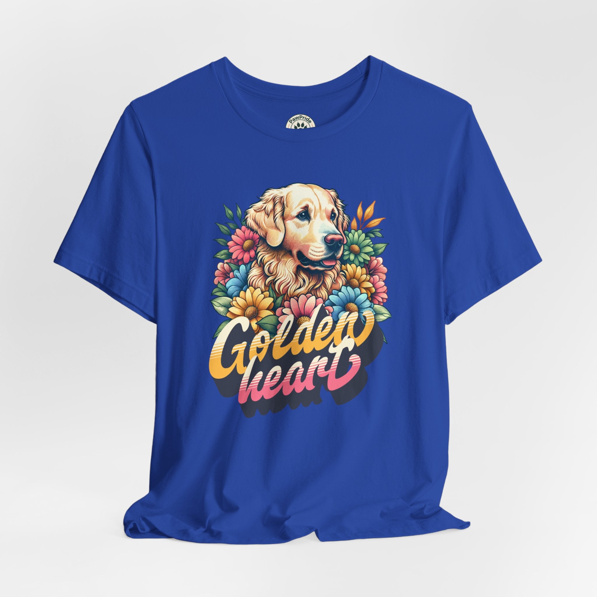 Golden Heart T-Shirt — Retro Floral Golden Retriever Tee