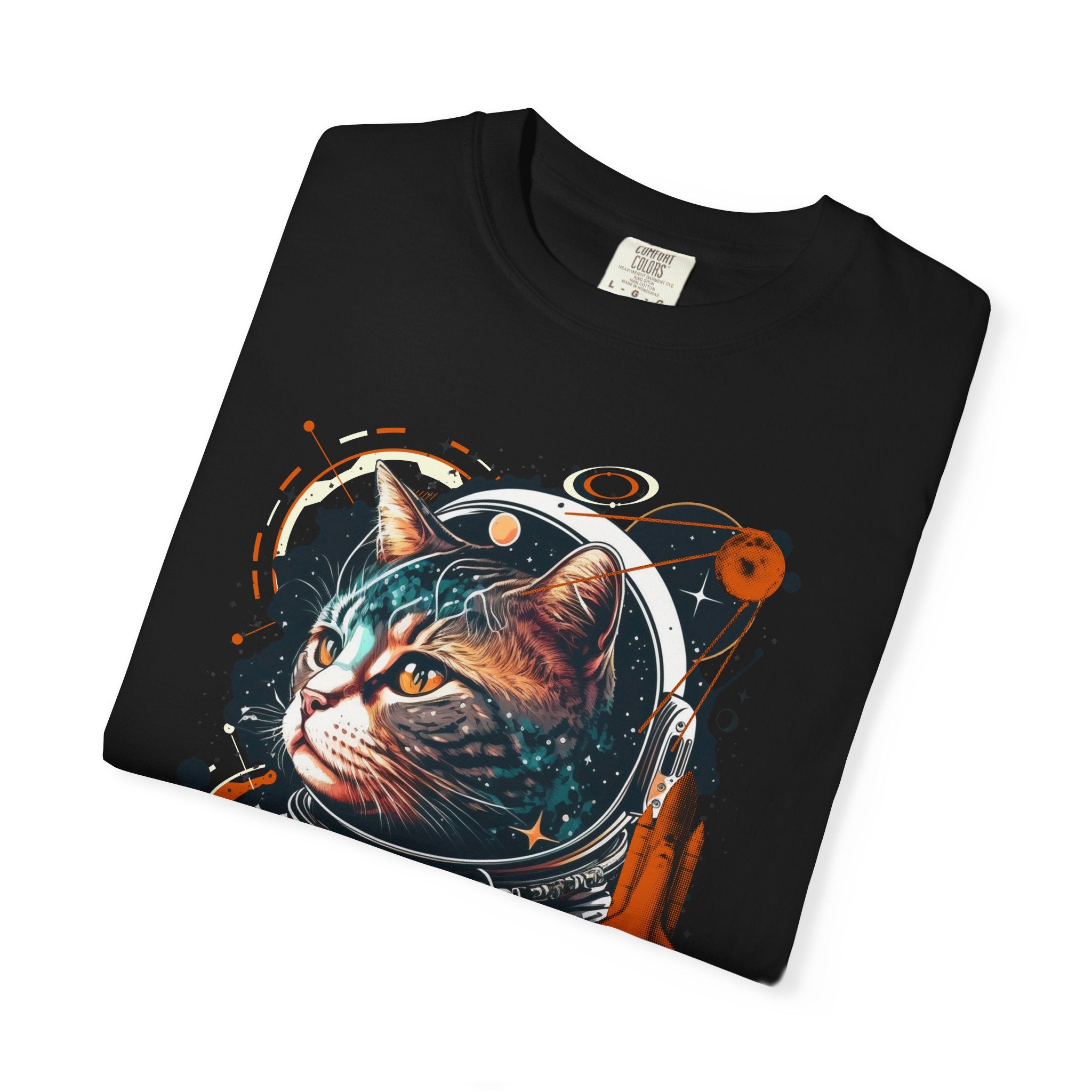 Astronaut Cat Graphic T-Shirt — 'Cabonaut' Retro Space Helmet Tee