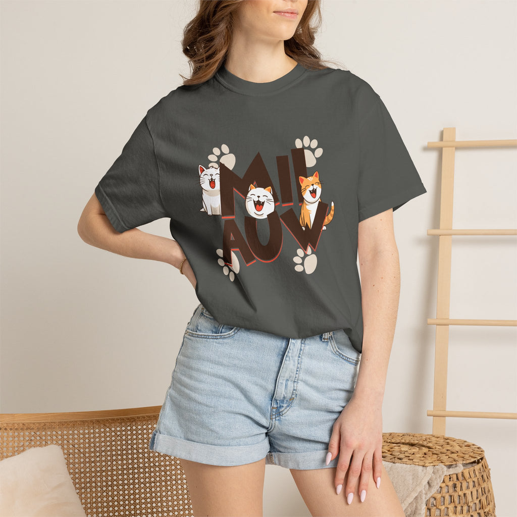 Cat Paw 'MIAOU' Graphic T-Shirt — Cute Cat Lover Tee