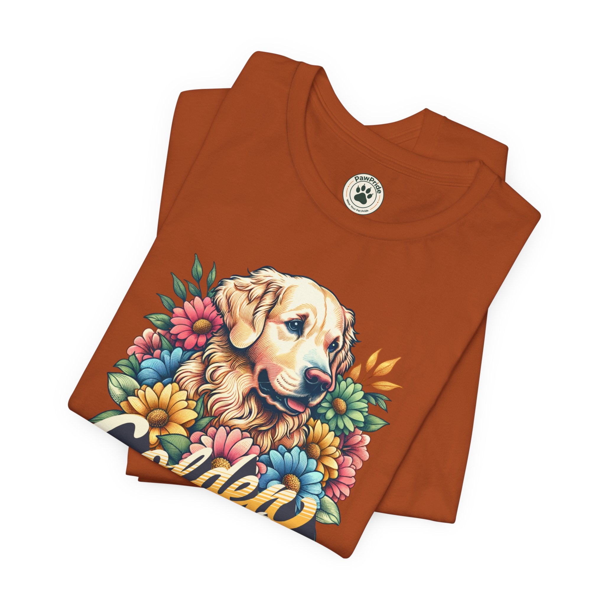 Golden Heart T-Shirt — Retro Floral Golden Retriever Tee