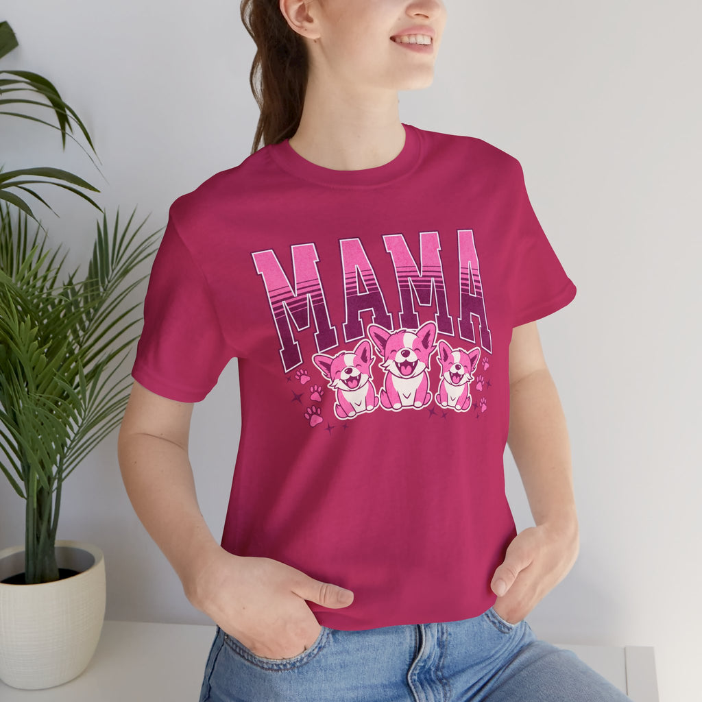 Mama Tee — Pink Corgi Mom Graphic T-Shirt