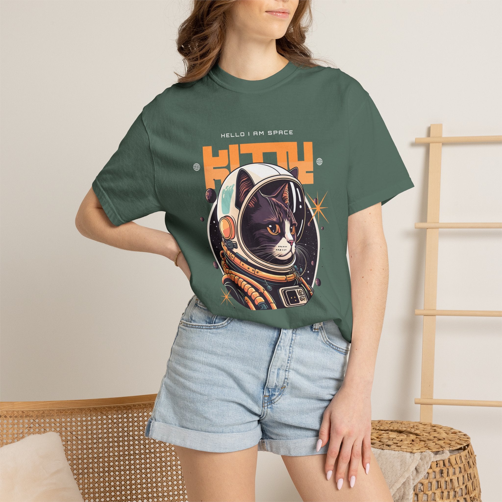 Astronaut Cat T-Shirt — "Hello I Am Space" Retro Spacecat Tee
