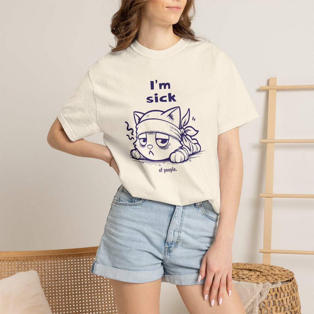 T-Shirt — “I’m Sick of People” Cute Grumpy Cat Graphic Tee