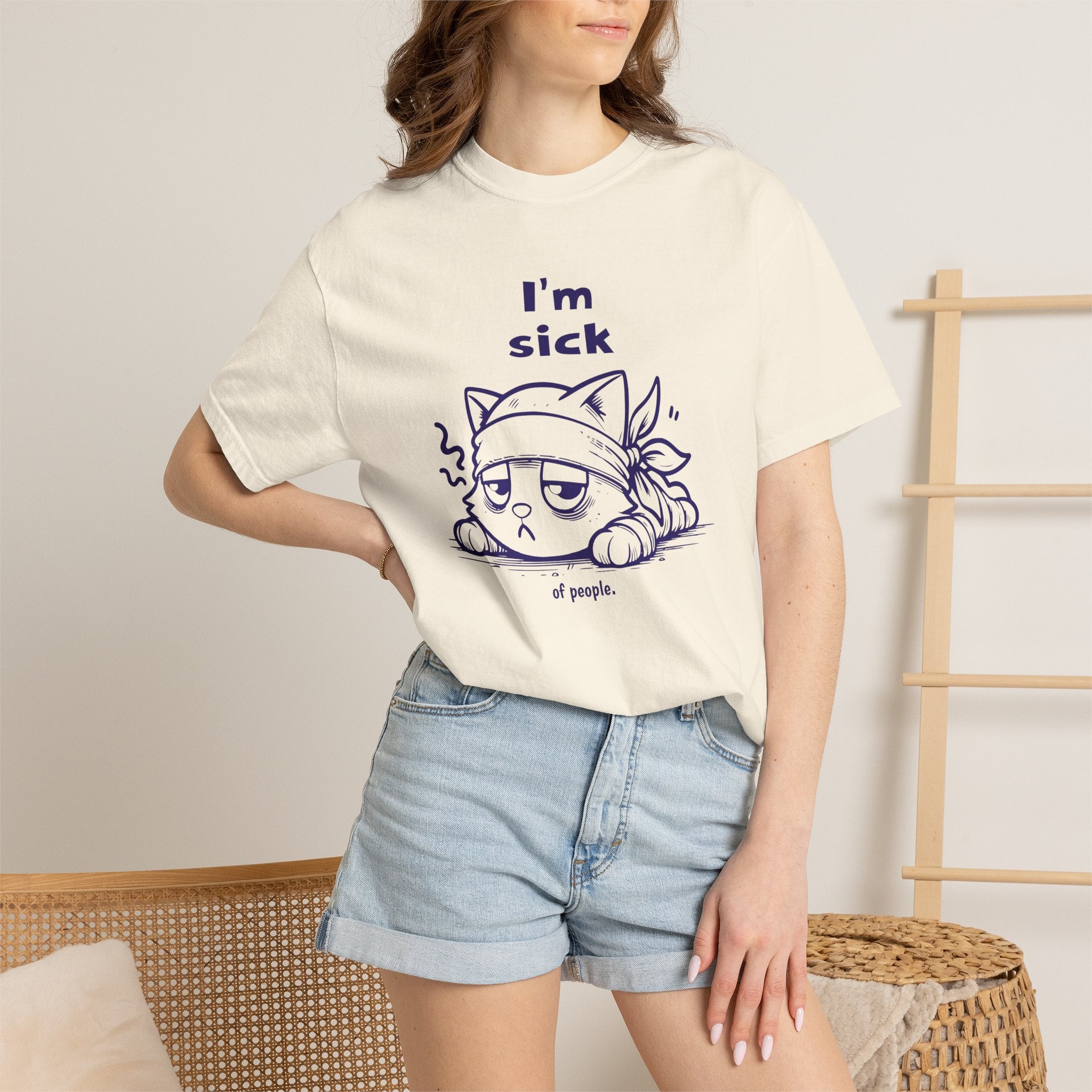 T-Shirt — “I’m Sick of People” Cute Grumpy Cat Graphic Tee