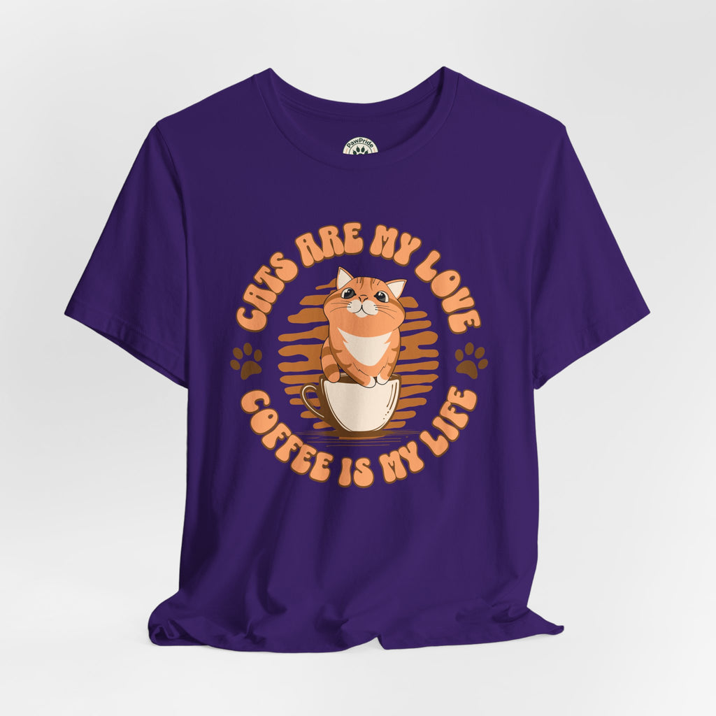 Cat & Coffee Tee — "Cats Are My Love, Coffee Is My Life" Cute Graphic T‑Shirt