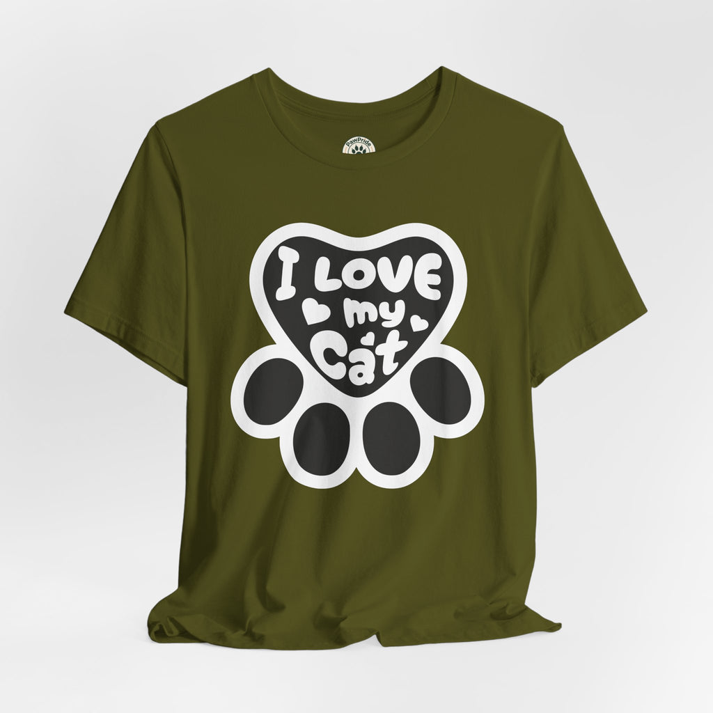I Love My Cat Paw T-Shirt — Cute Cat Lover Tee