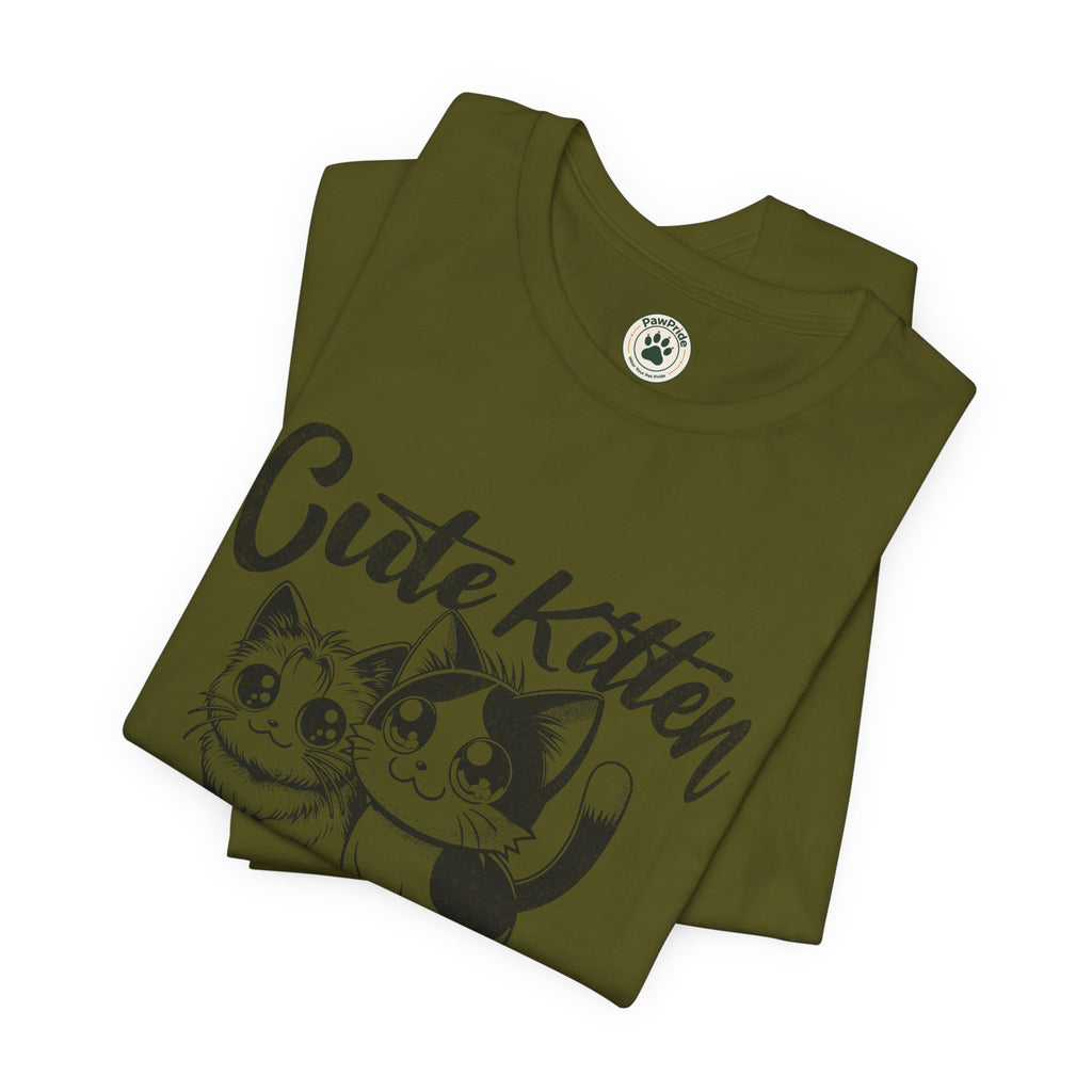 Cute Kitten T-Shirt — Vintage Black & White Cat Graphic Tee