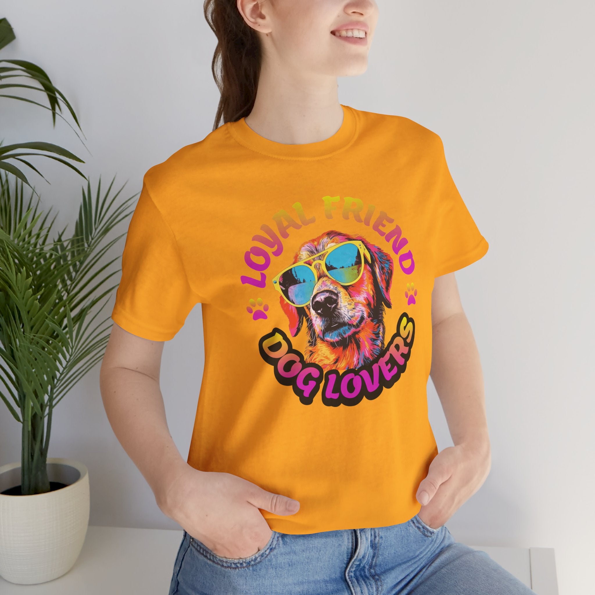 Dog Lovers T-Shirt — "Loyal Friend" Colorful Sunglasses Puppy Tee