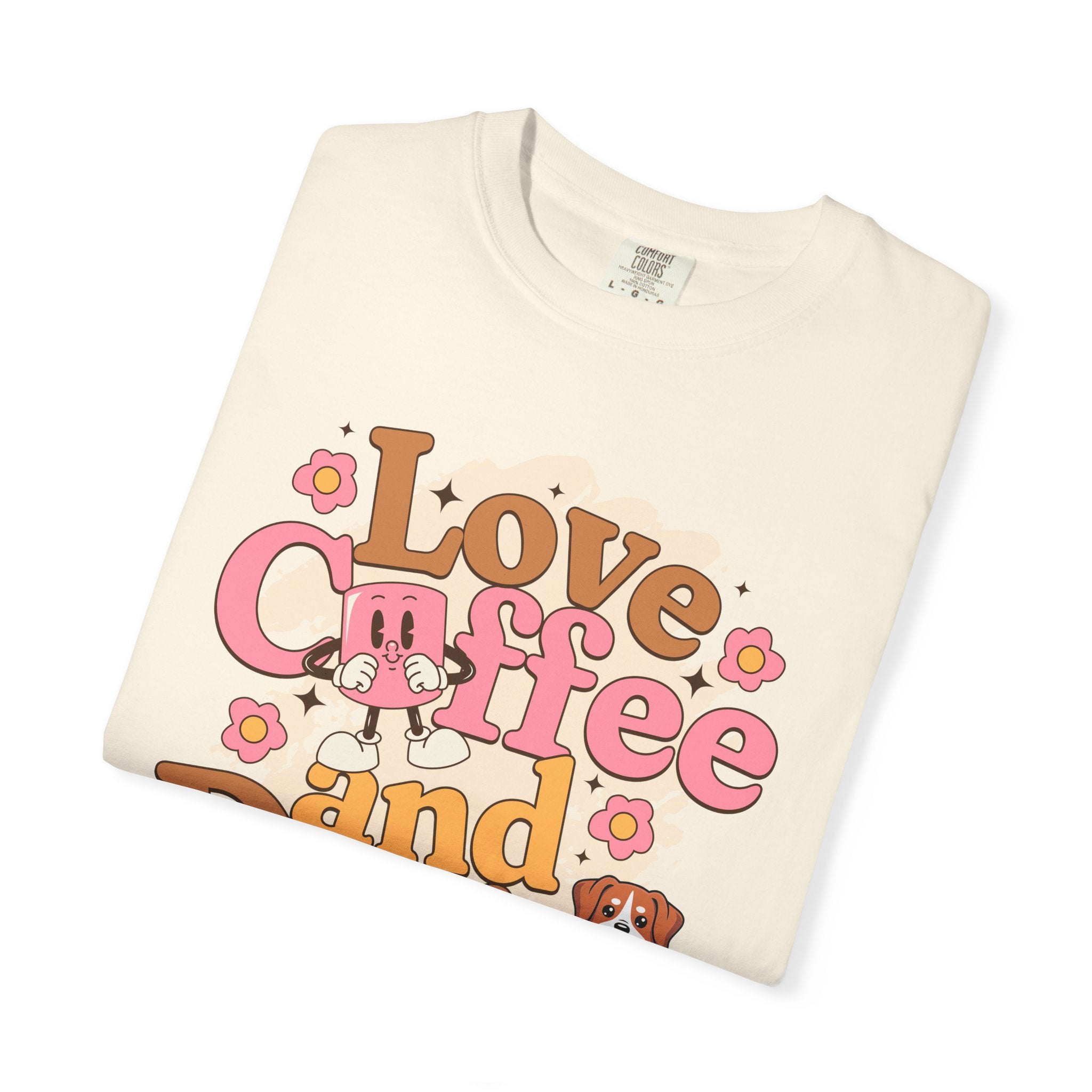 Love Coffee and Dogs T-Shirt — Retro Floral Dog Lover Tee