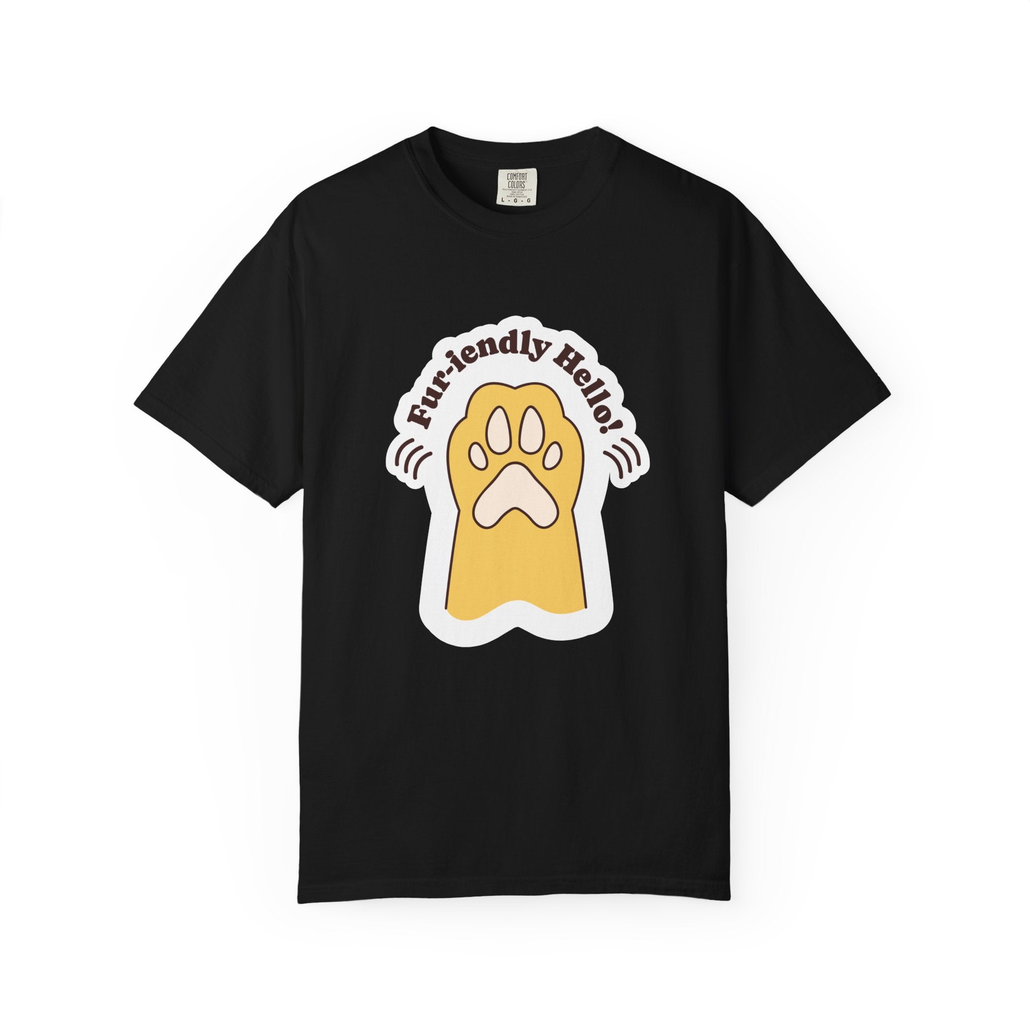 Pet Paw Graphic T-Shirt — "Fur-rendly Hello" Cute Animal Lover Tee