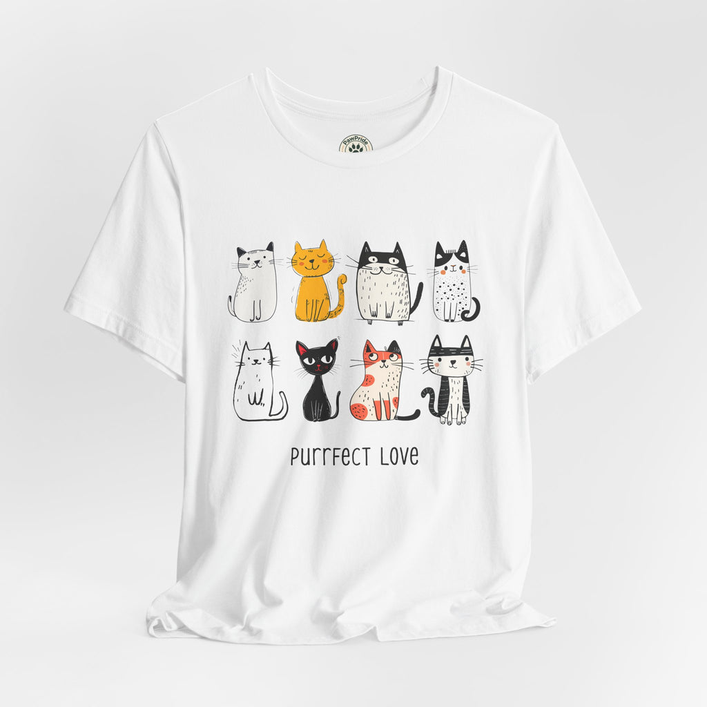 Purrfect Love Cat T-Shirt — Cute Cartoon Cats Tee for Cat Lovers
