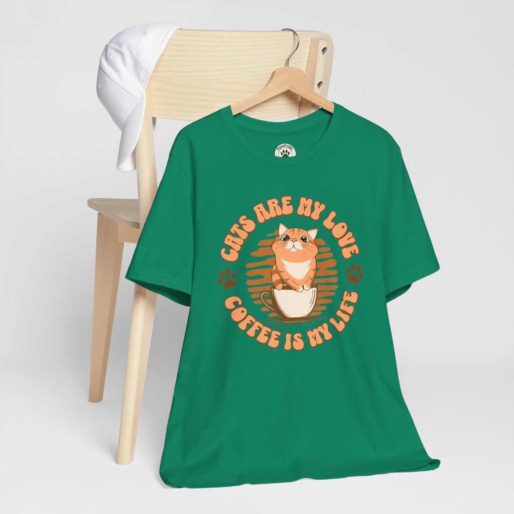 Cat & Coffee Tee — "Cats Are My Love, Coffee Is My Life" Cute Graphic T‑Shirt