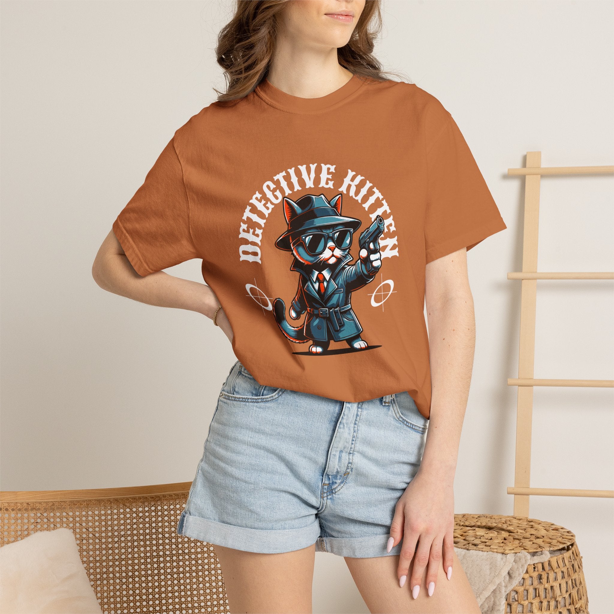 Detective Kitten T-Shirt — Cute Noir Cat Graphic Tee
