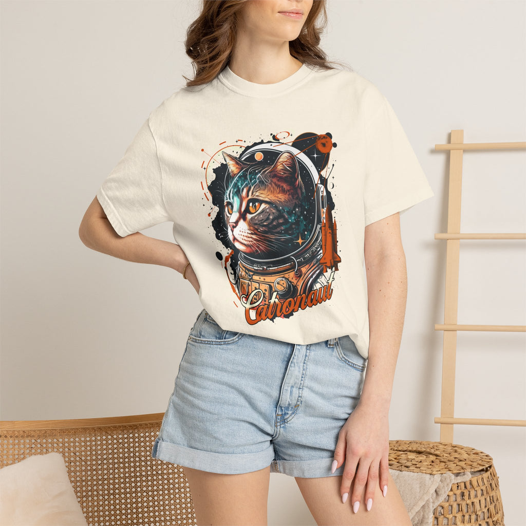Astronaut Cat Graphic T-Shirt — 'Cabonaut' Retro Space Helmet Tee