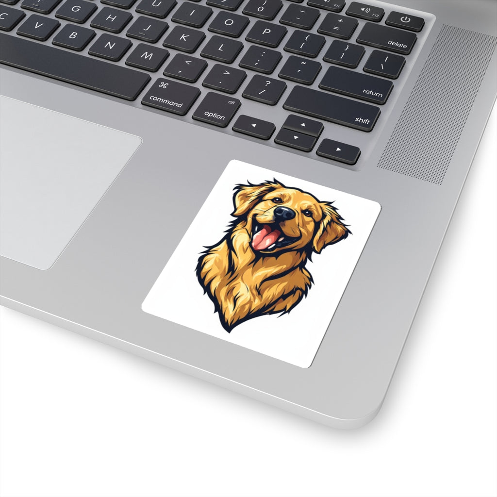 Golden Retriever Kiss-Cut Sticker — Happy Dog Vinyl Decal for Laptop, Water Bottle & Planner