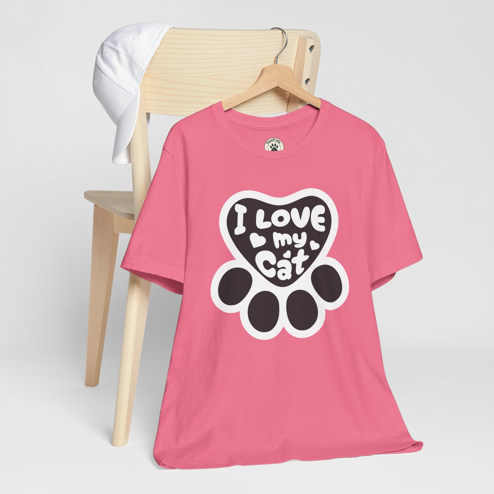 I Love My Cat Paw T-Shirt — Cute Cat Lover Tee