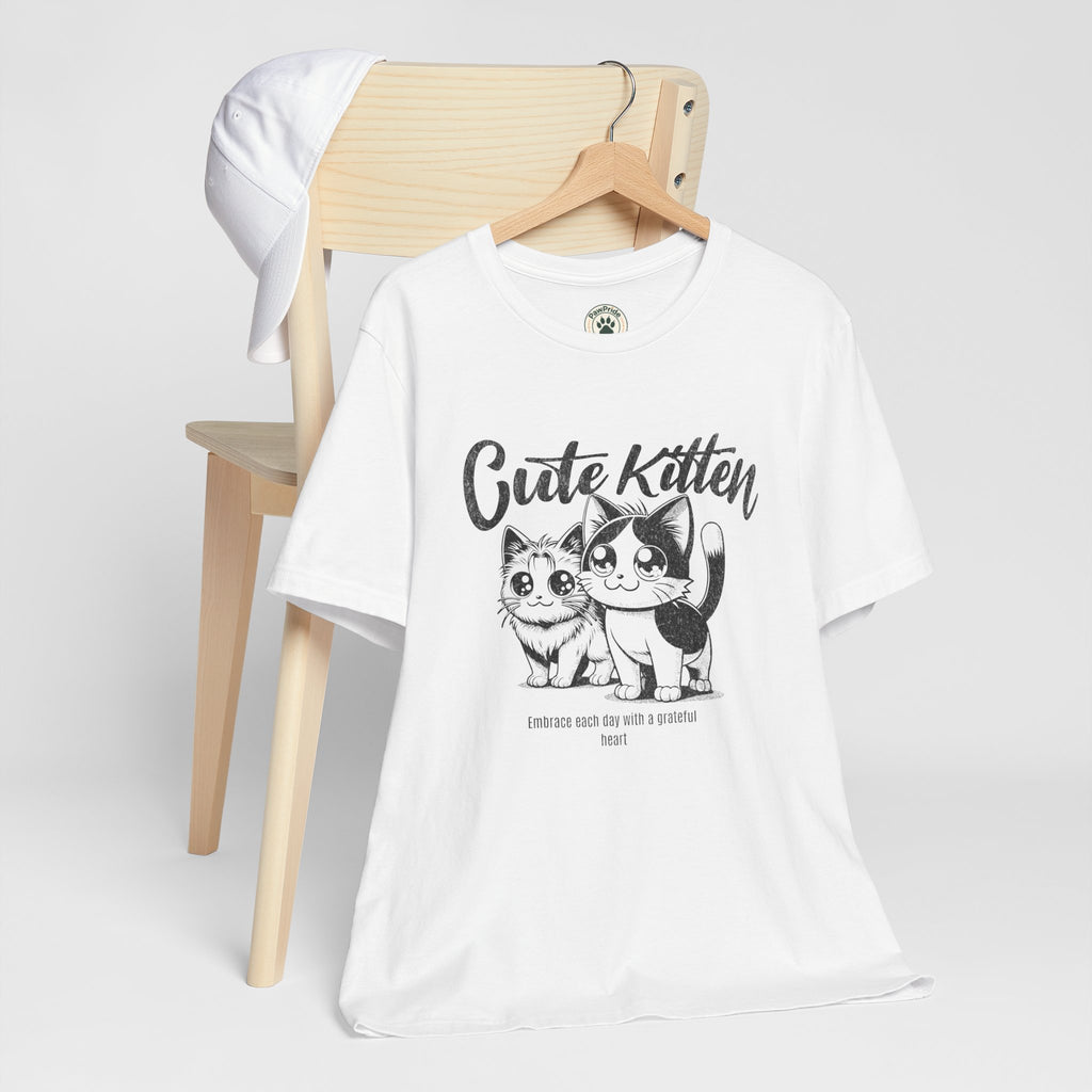 Cute Kitten T-Shirt — Vintage Black & White Cat Graphic Tee