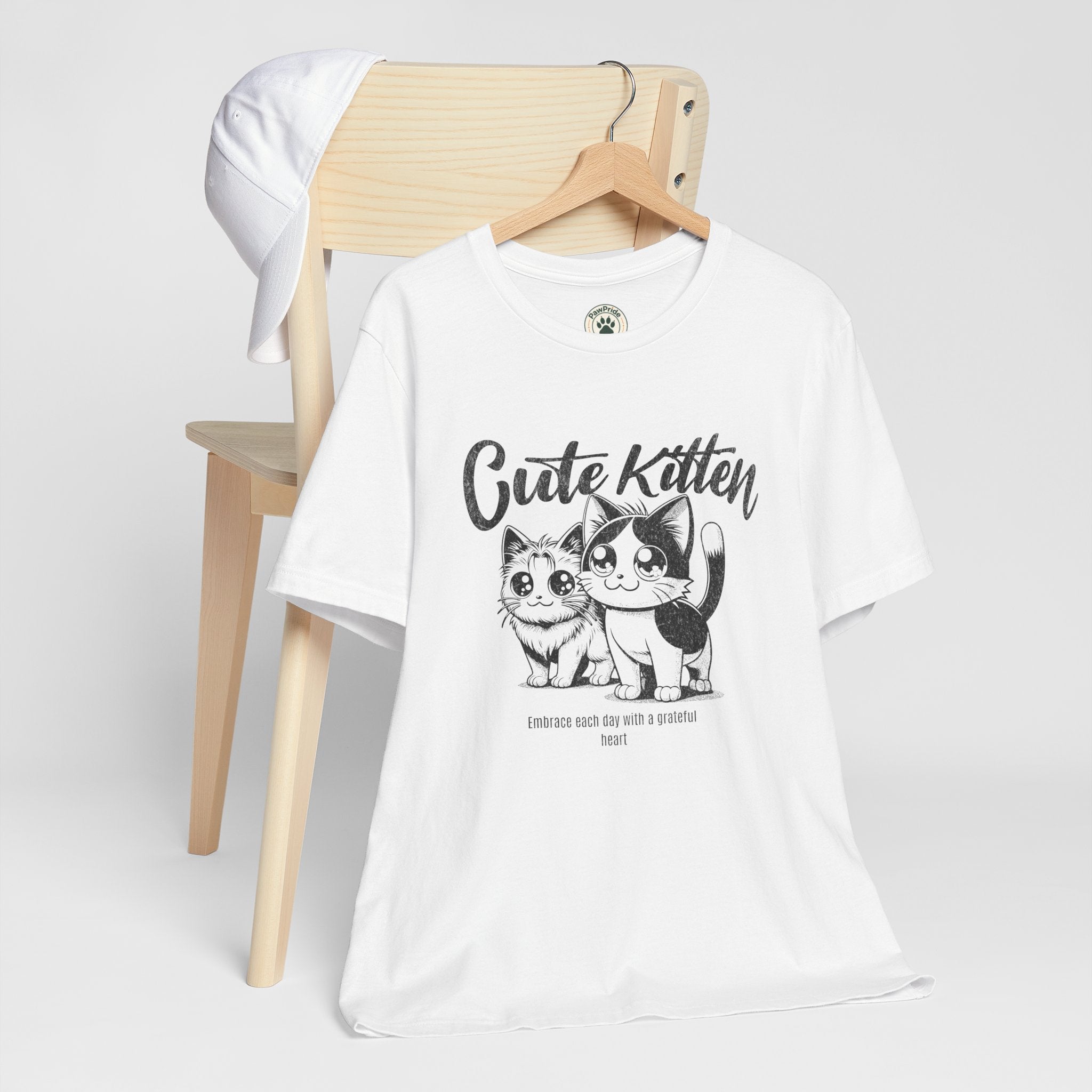 Cute Kitten T-Shirt — Vintage Black & White Cat Graphic Tee