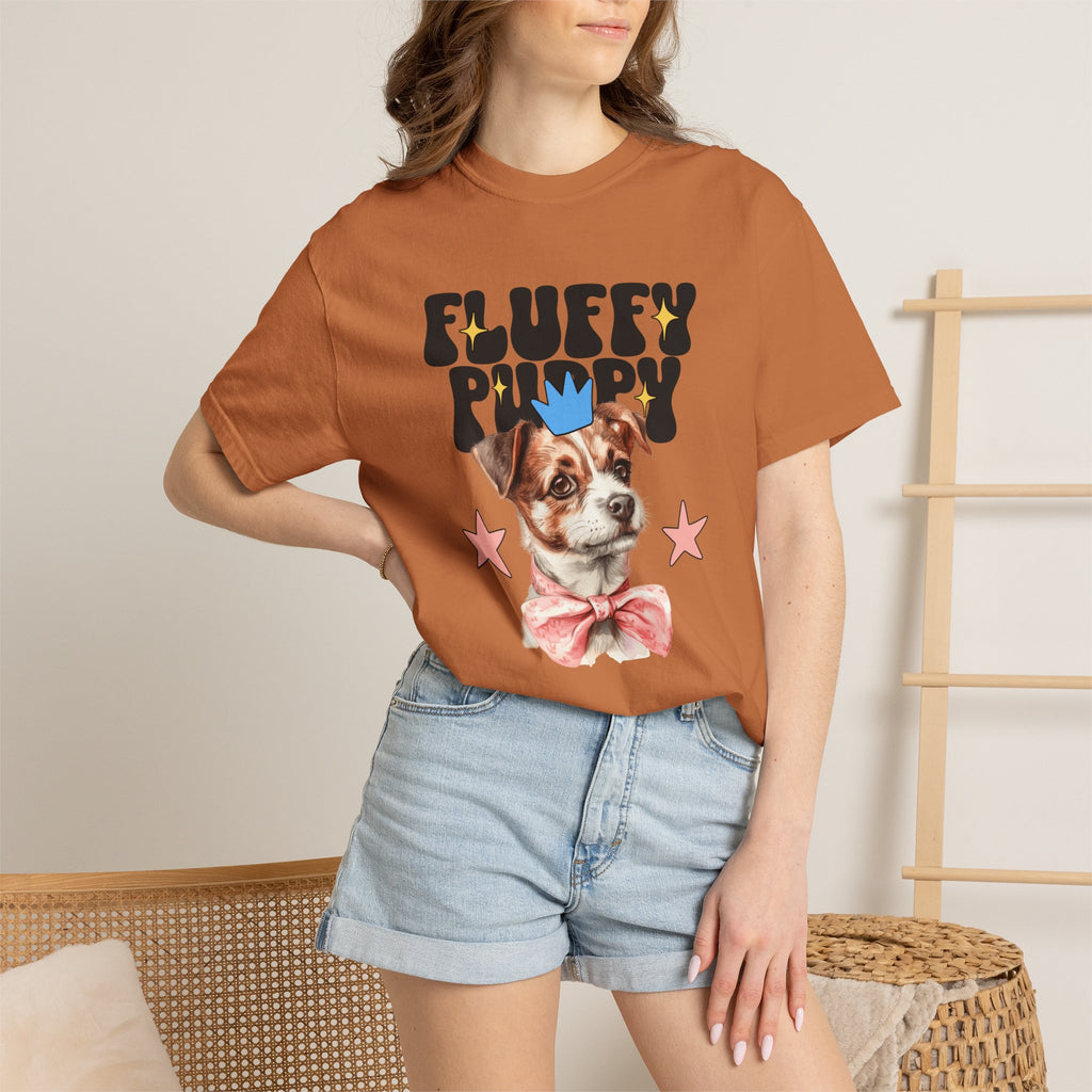 Fluffy Puppy Graphic T-Shirt — Cute Dog Portrait Tee