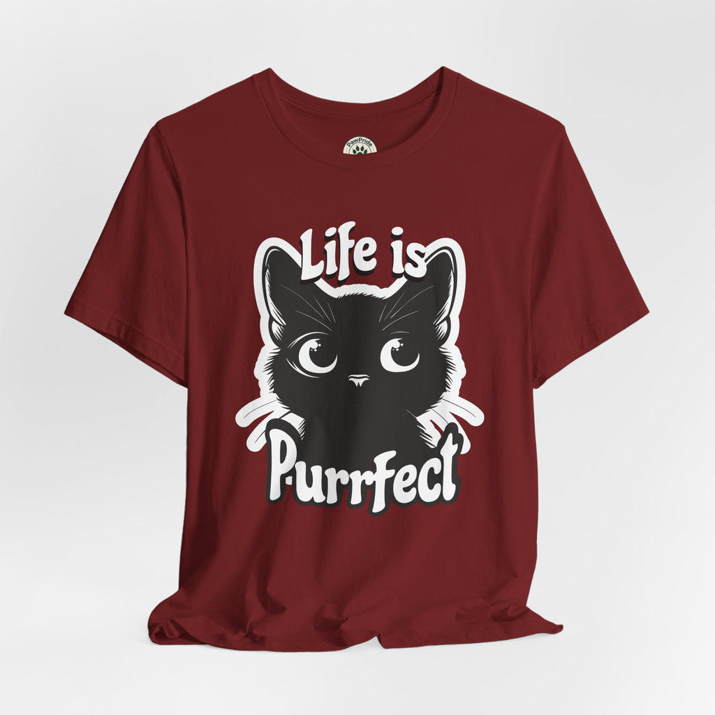 Life Is Purrfect Cat T-Shirt — Cute Black Kitten Graphic Tee for Cat Lovers