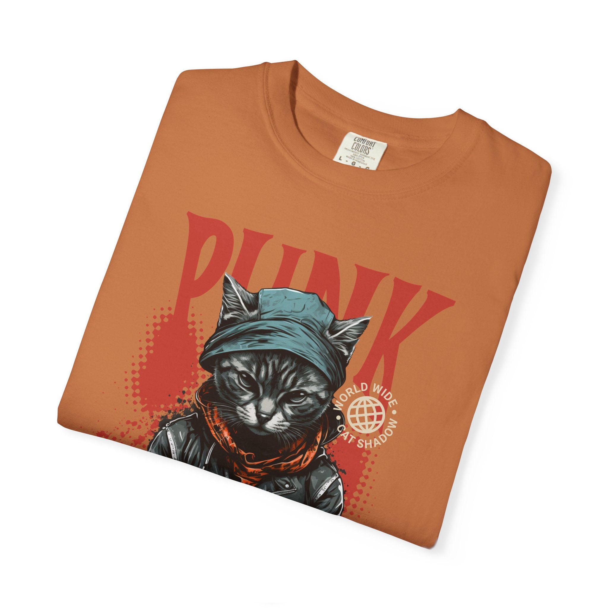Punk Cat Graphic T-Shirt — Edgy Streetwear Tee with Biker Cat Design