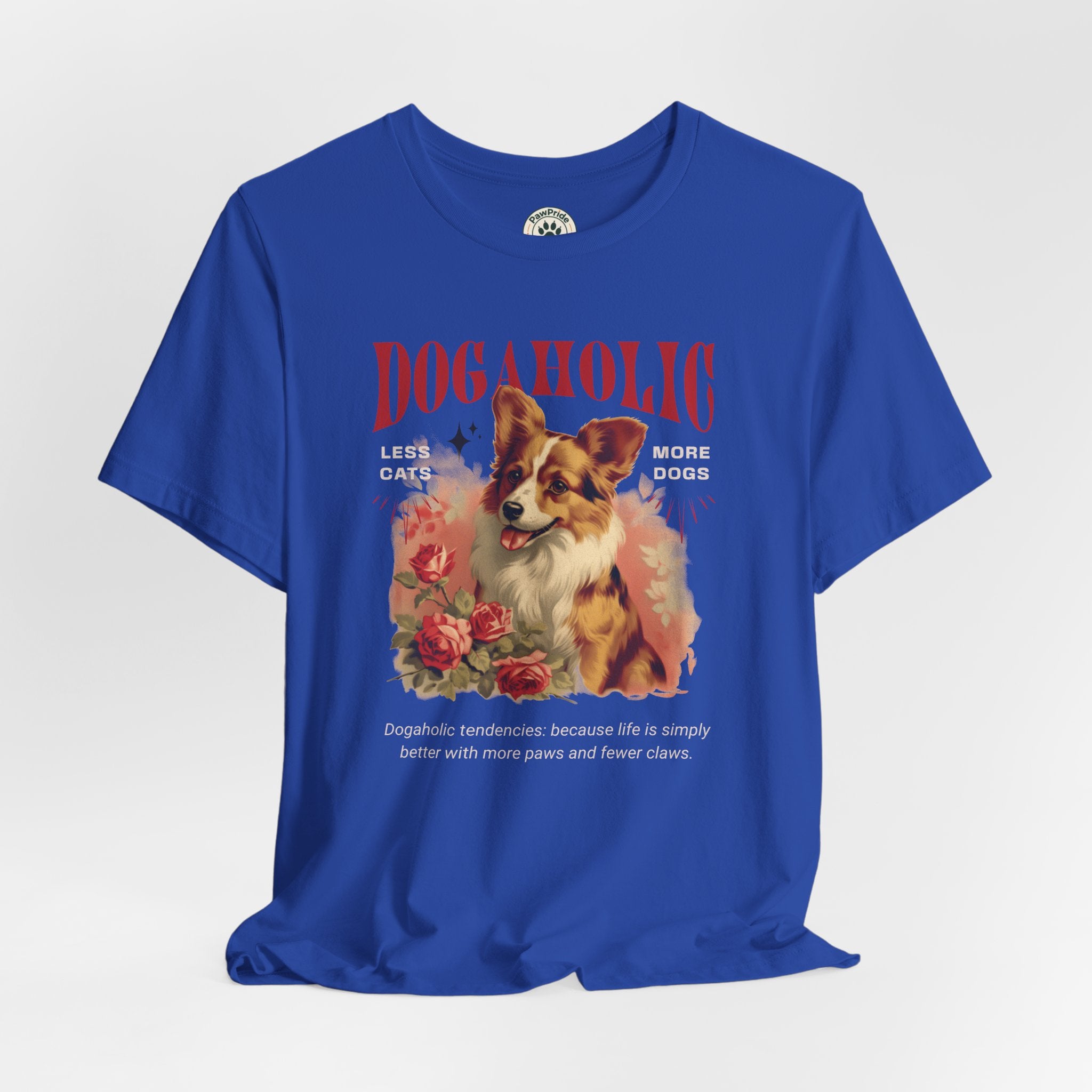 Dogaholic Graphic Tee — Vintage Floral Dog Lover T-Shirt