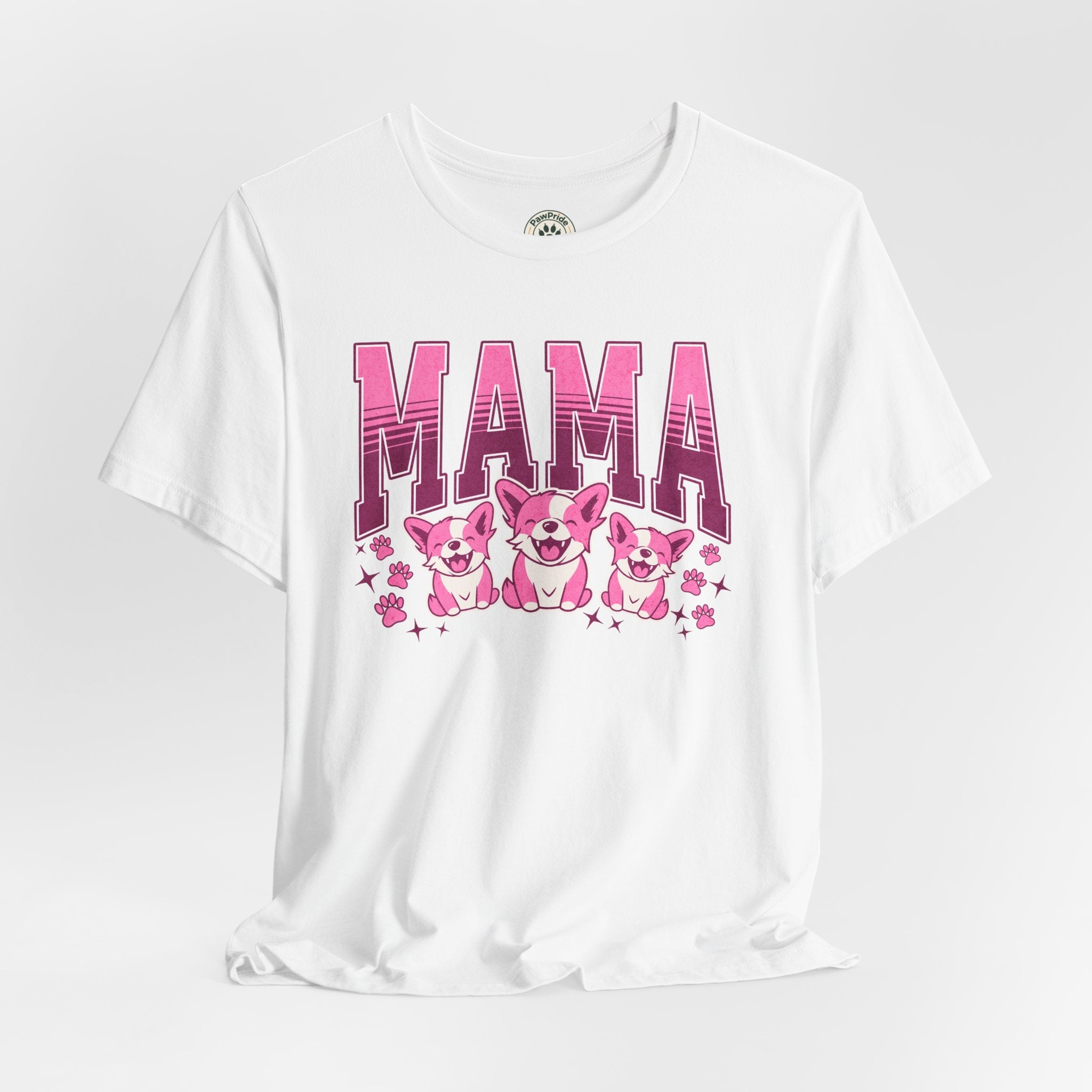 Mama Tee — Pink Corgi Mom Graphic T-Shirt