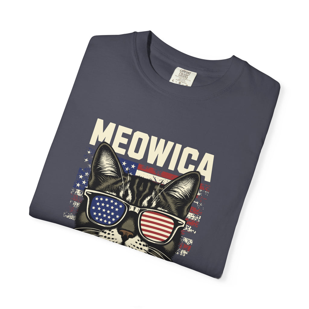 Meowica Cat T-Shirt — Patriotic American Flag Kitty Graphic Tee