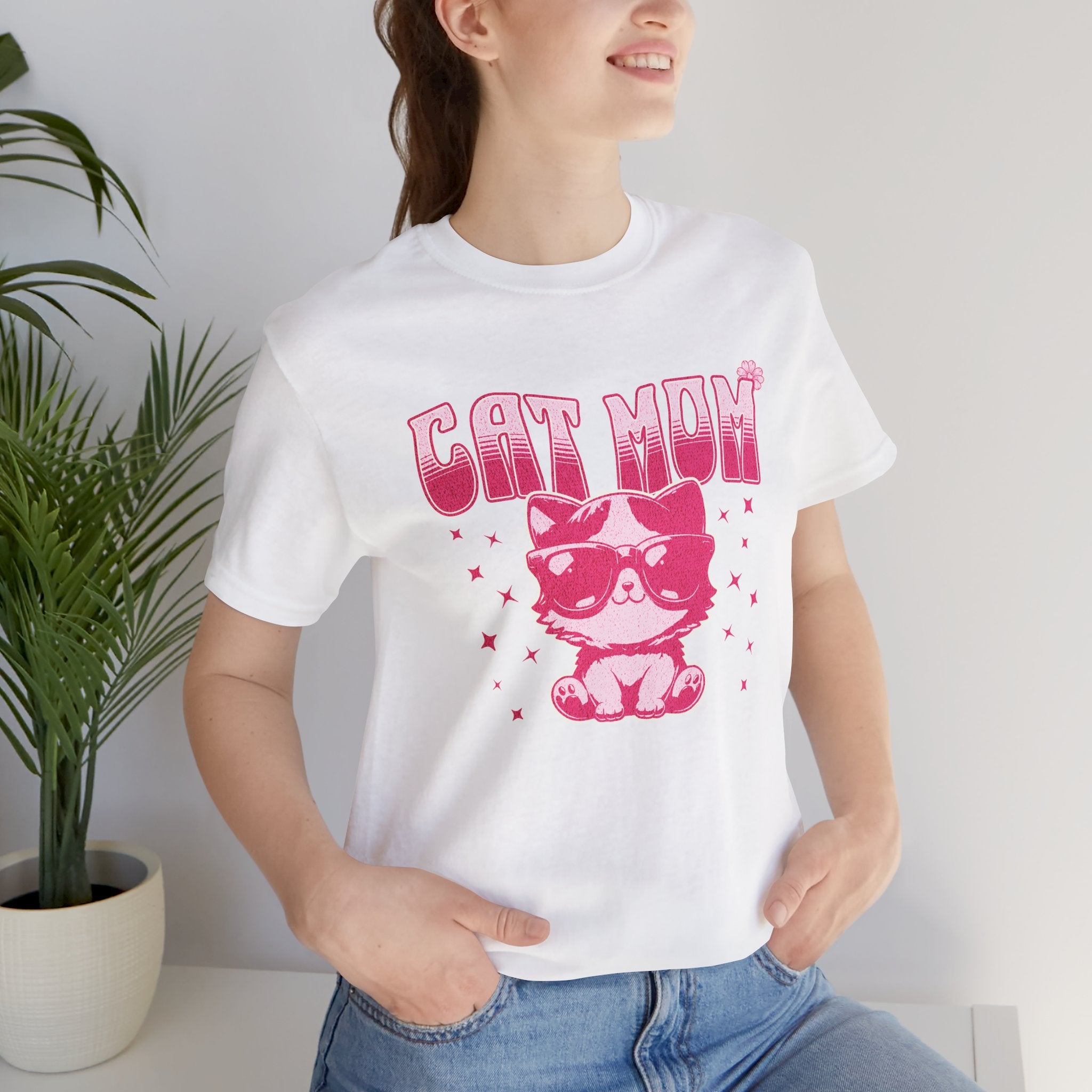 Cat Mom T-Shirt — Pink Cute Cat Graphic Tee