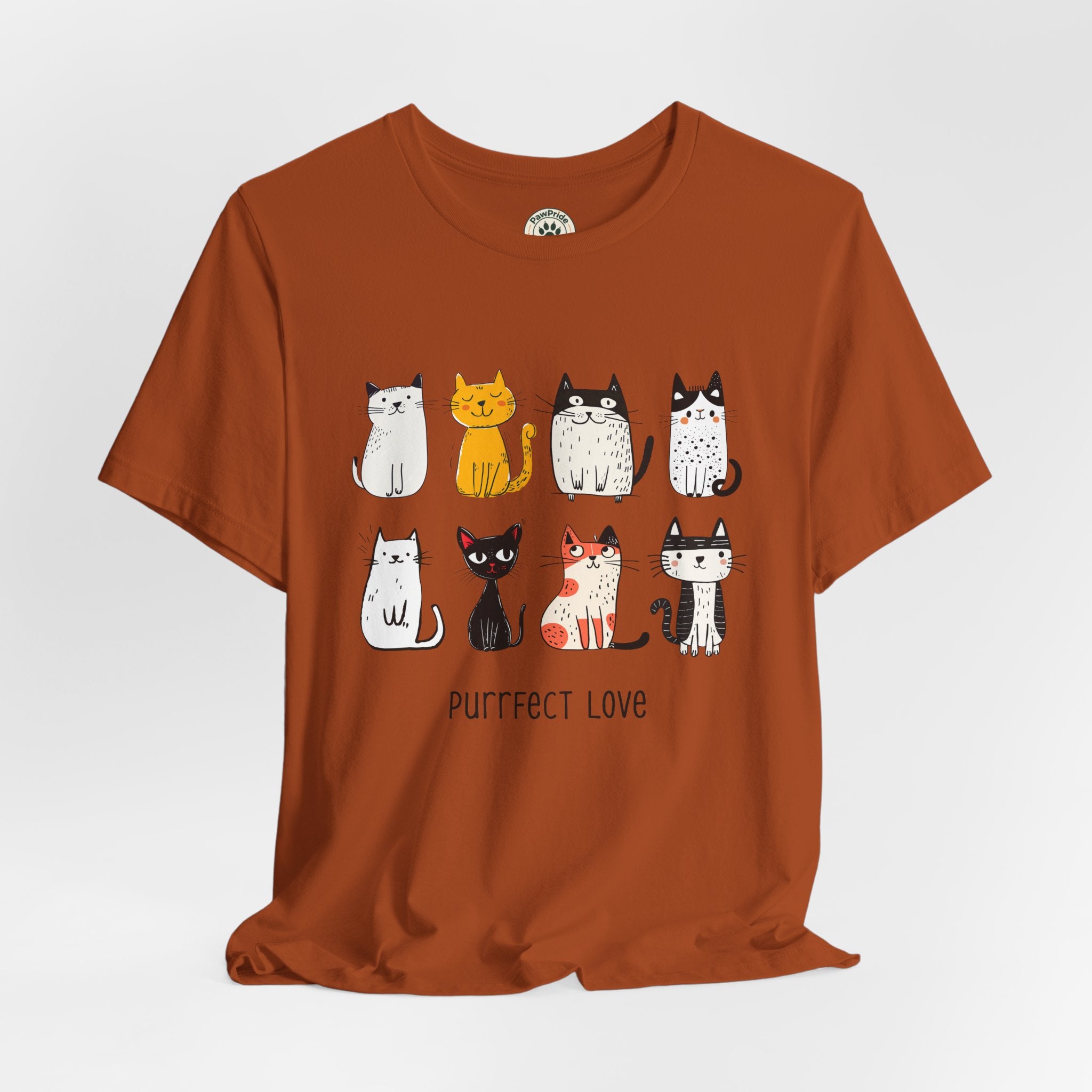 Purrfect Love Cat T-Shirt — Cute Cartoon Cats Tee for Cat Lovers