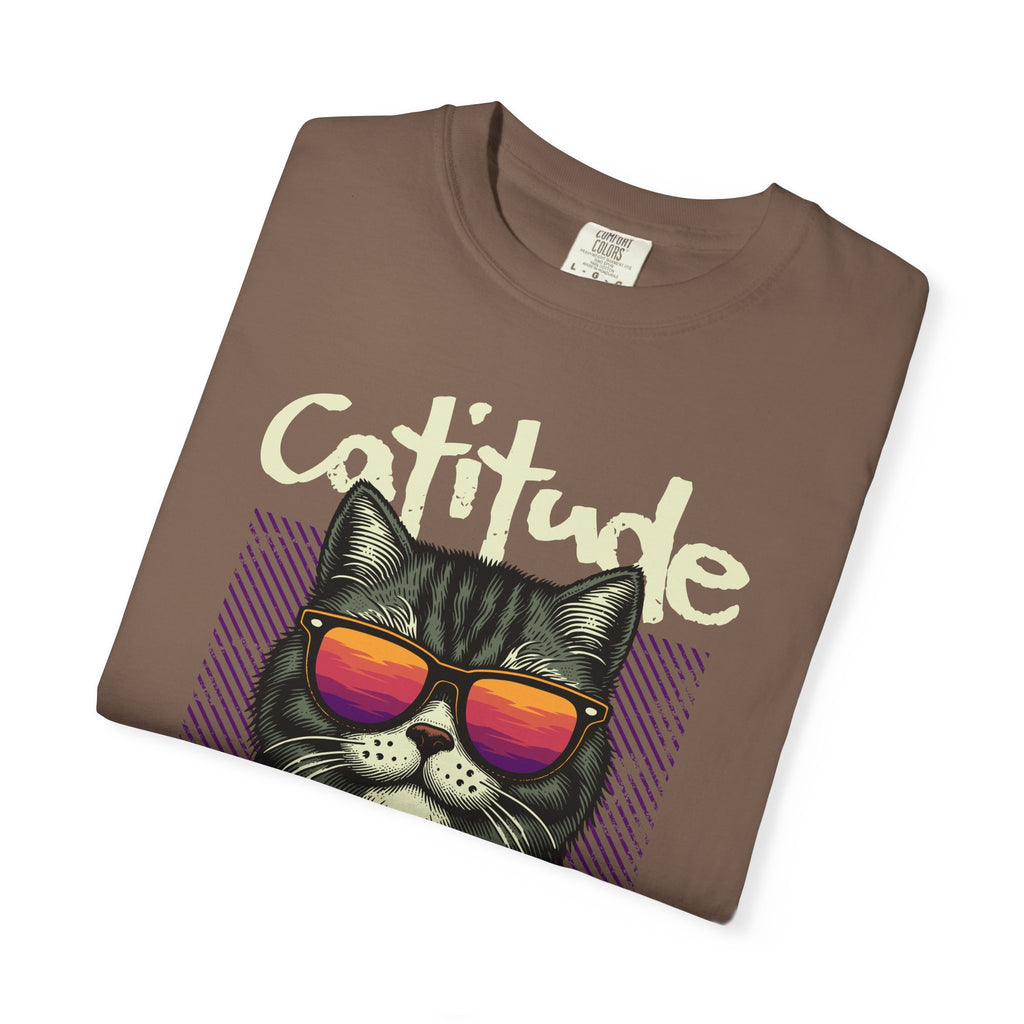 Cattitude Cat Tee — Retro Sunglasses & Bandana Graphic T-Shirt