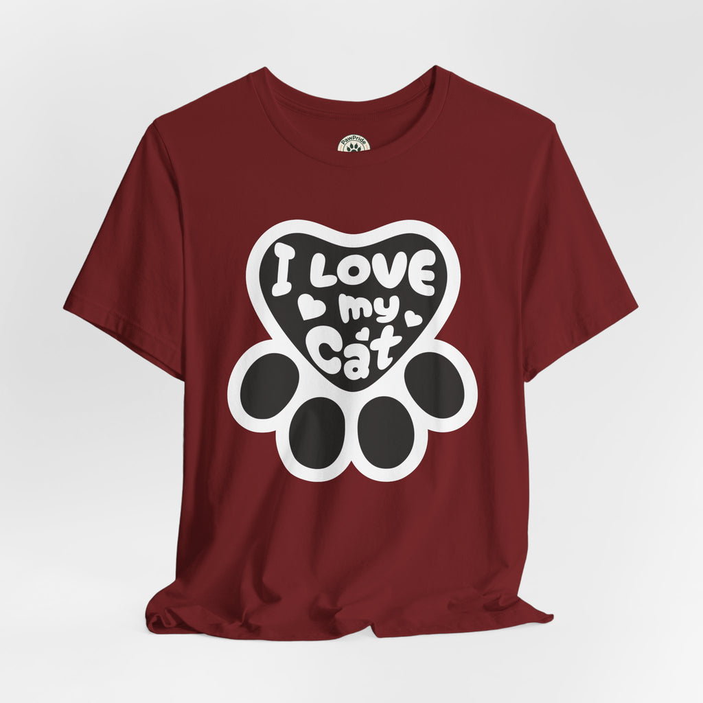 I Love My Cat Paw T-Shirt — Cute Cat Lover Tee