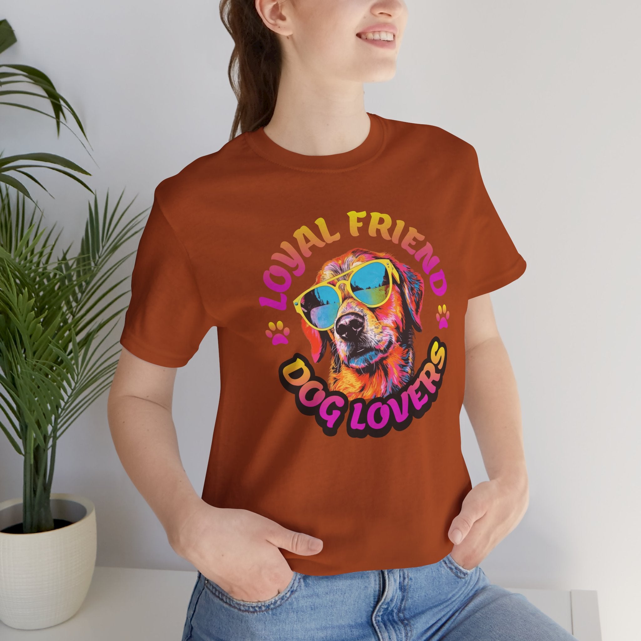 Dog Lovers T-Shirt — "Loyal Friend" Colorful Sunglasses Puppy Tee