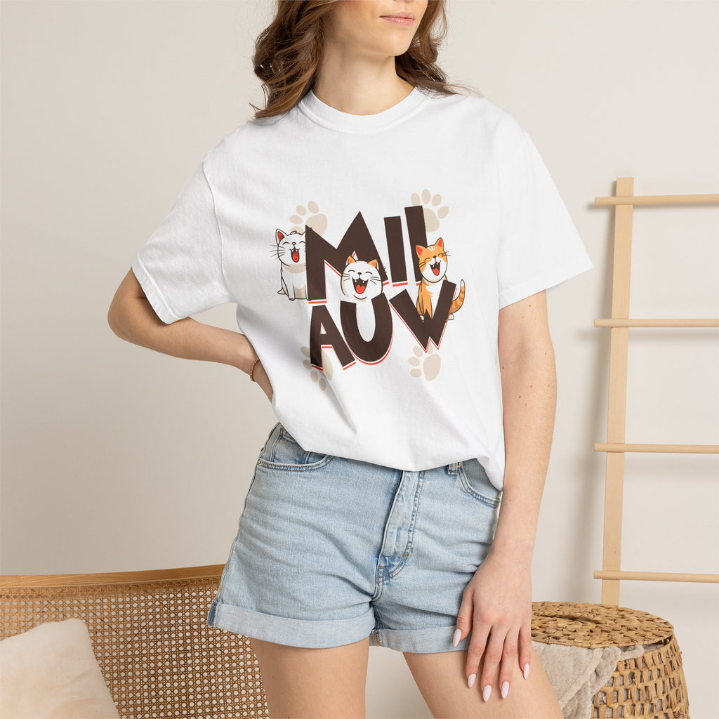 Cat Paw 'MIAOU' Graphic T-Shirt — Cute Cat Lover Tee
