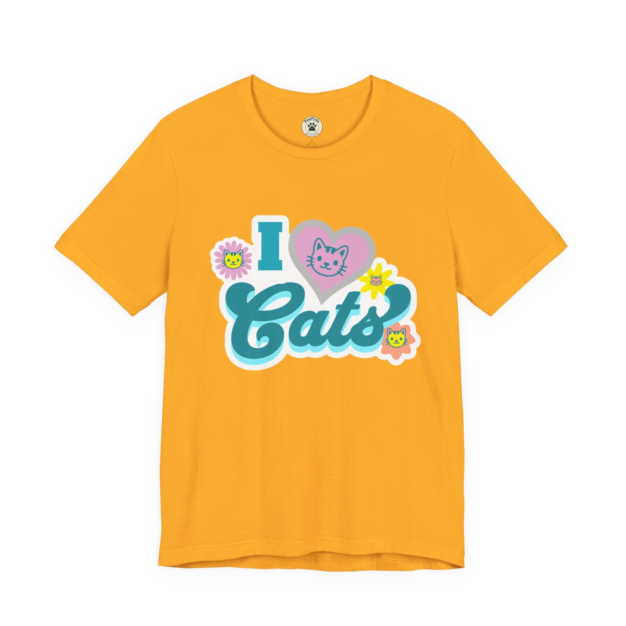 I  Cats Retro Floral Tee — Cute Cat Lover Graphic T-Shirt