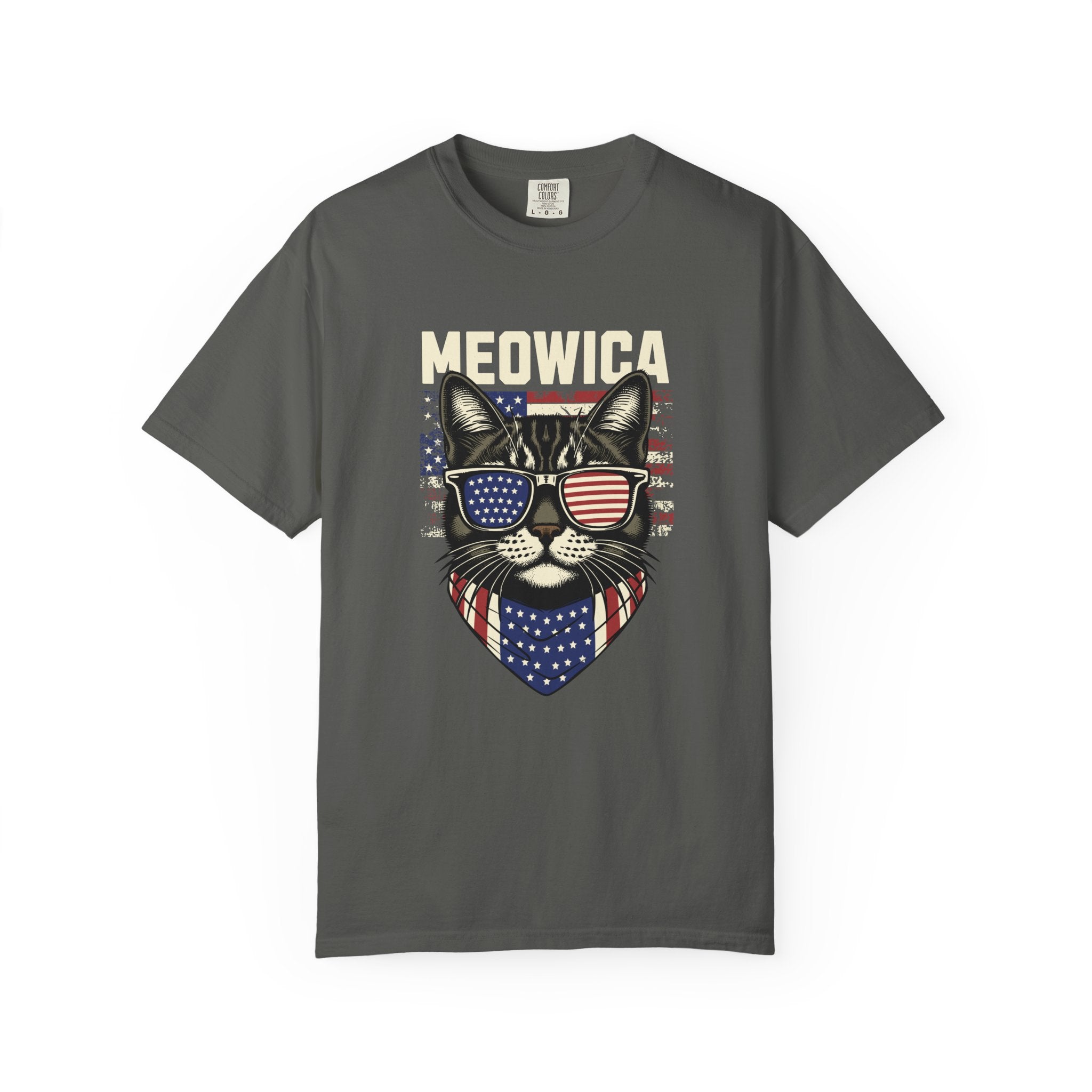 Meowica Cat T-Shirt — Patriotic American Flag Kitty Graphic Tee