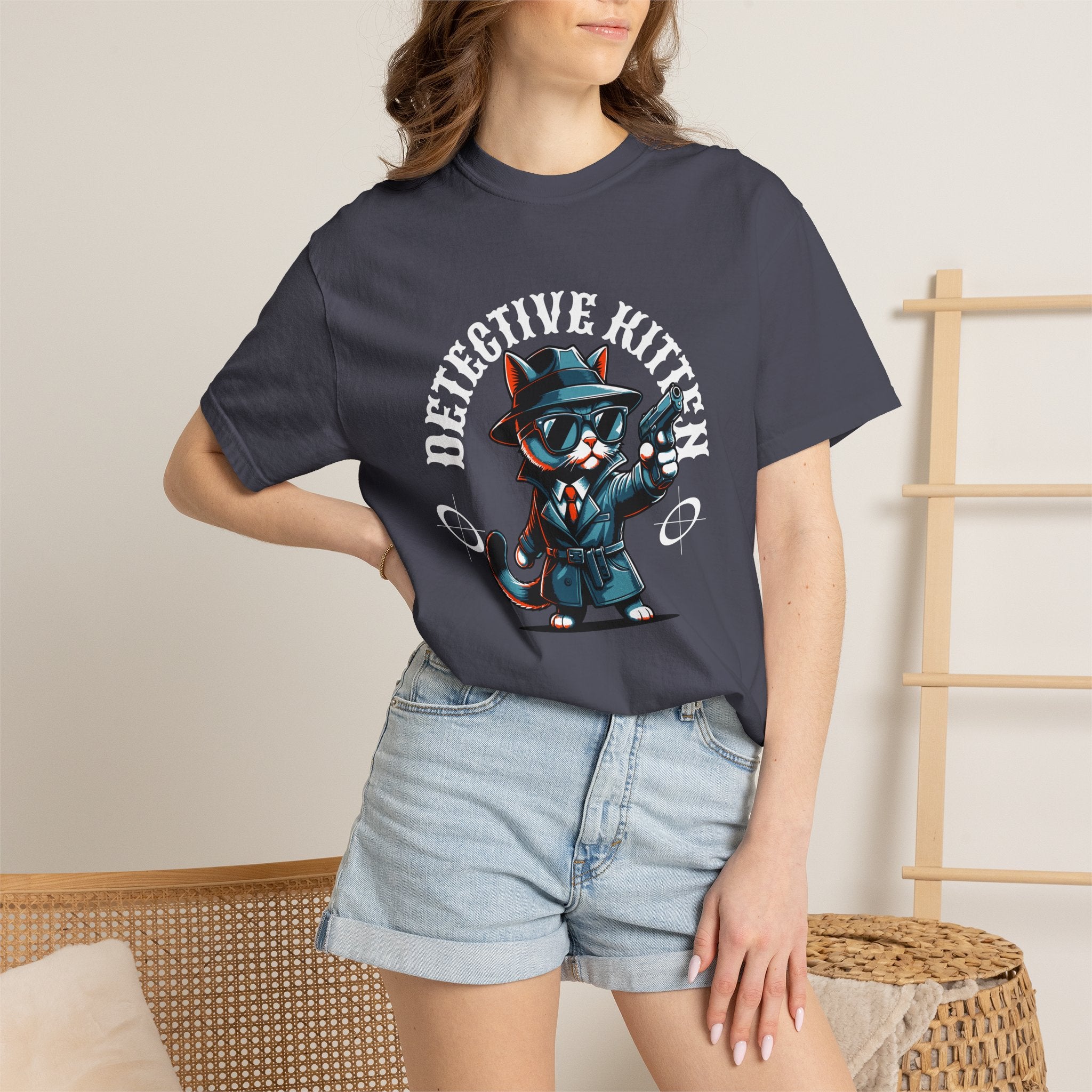 Detective Kitten T-Shirt — Cute Noir Cat Graphic Tee
