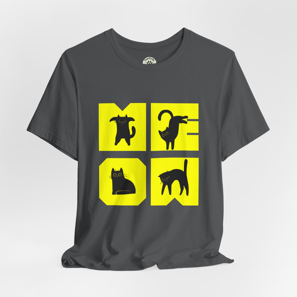 Cat Silhouette Tee — Yellow Block Cats Graphic T-Shirt