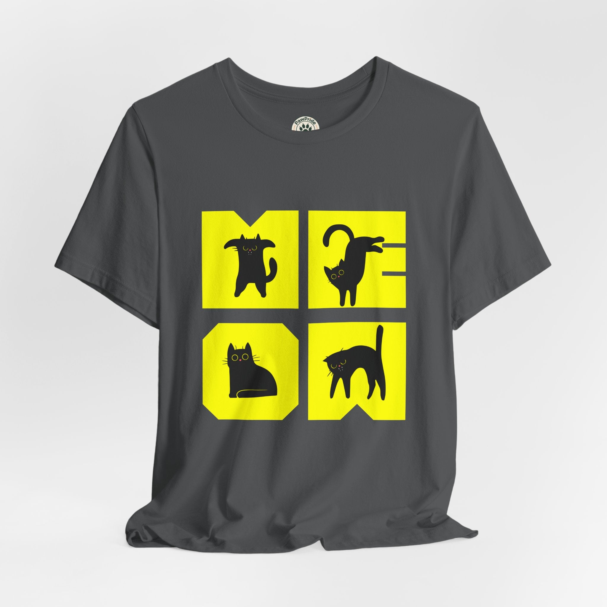 Cat Silhouette Tee — Yellow Block Cats Graphic T-Shirt