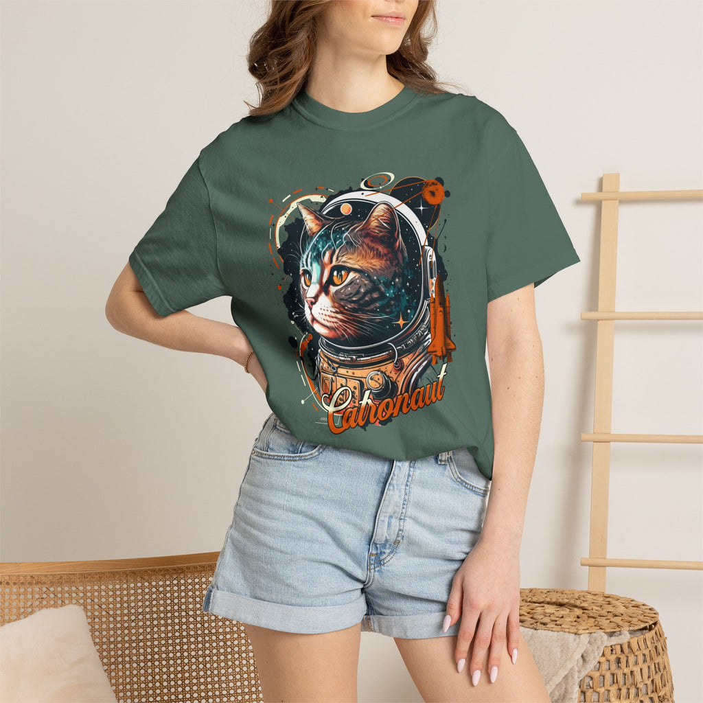 Astronaut Cat Graphic T-Shirt — 'Cabonaut' Retro Space Helmet Tee