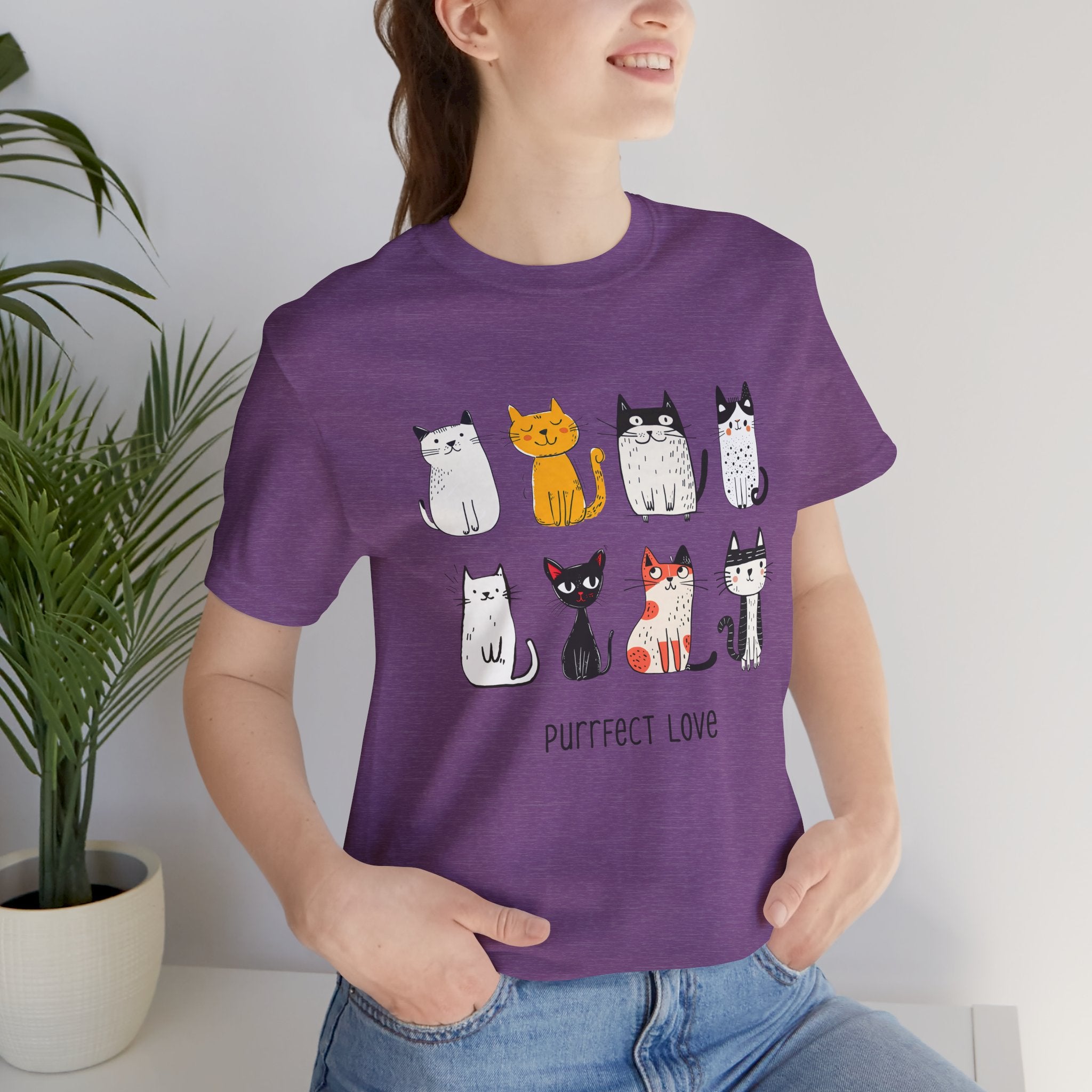 Purrfect Love Cat T-Shirt — Cute Cartoon Cats Tee for Cat Lovers