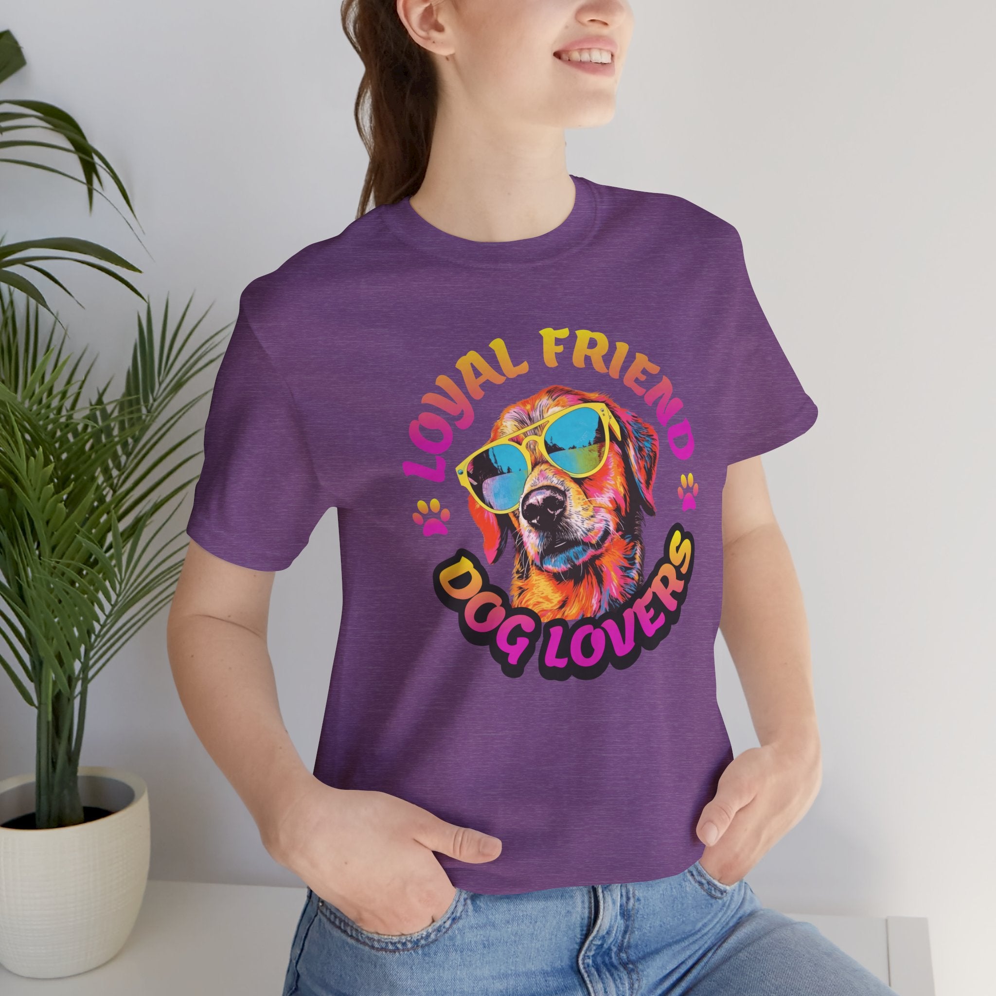 Dog Lovers T-Shirt — "Loyal Friend" Colorful Sunglasses Puppy Tee