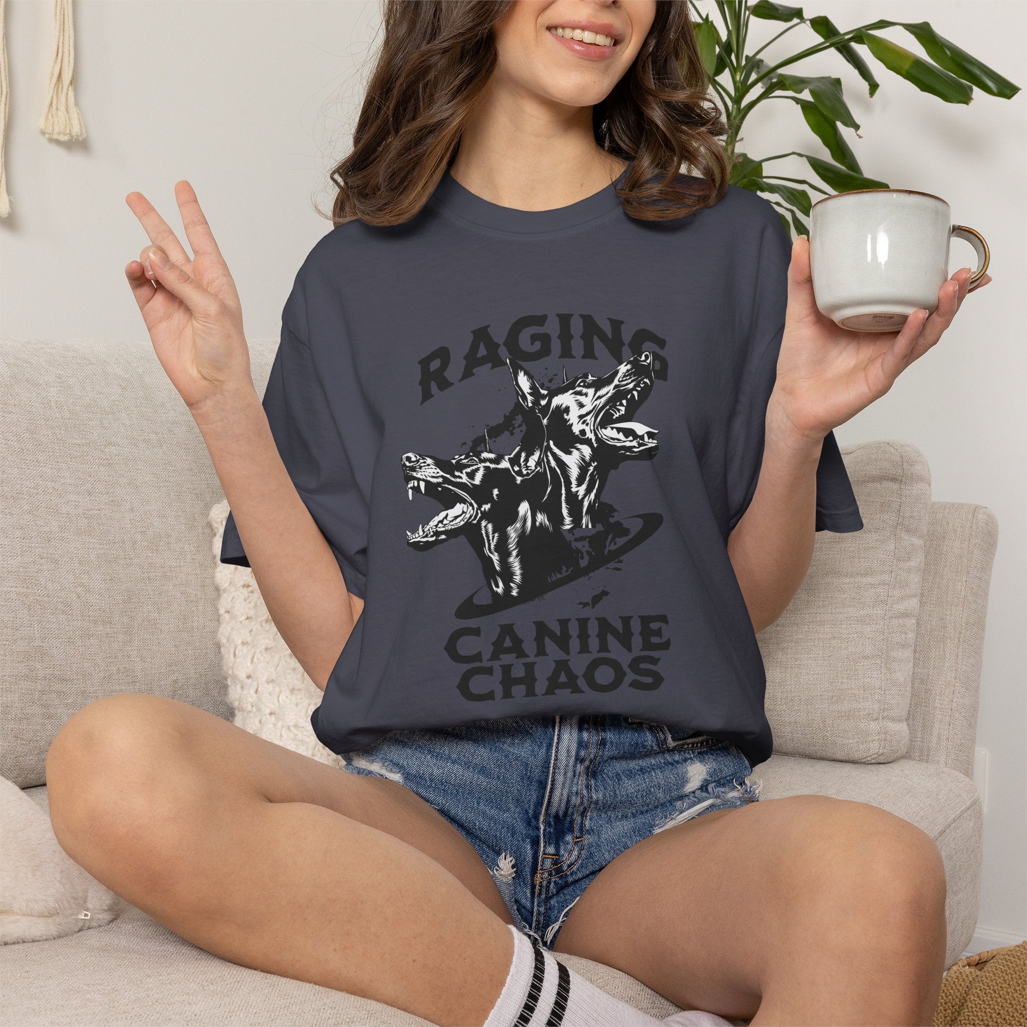 Raging Canine Chaos T-Shirt — Vintage Dog Skull Graphic Tee
