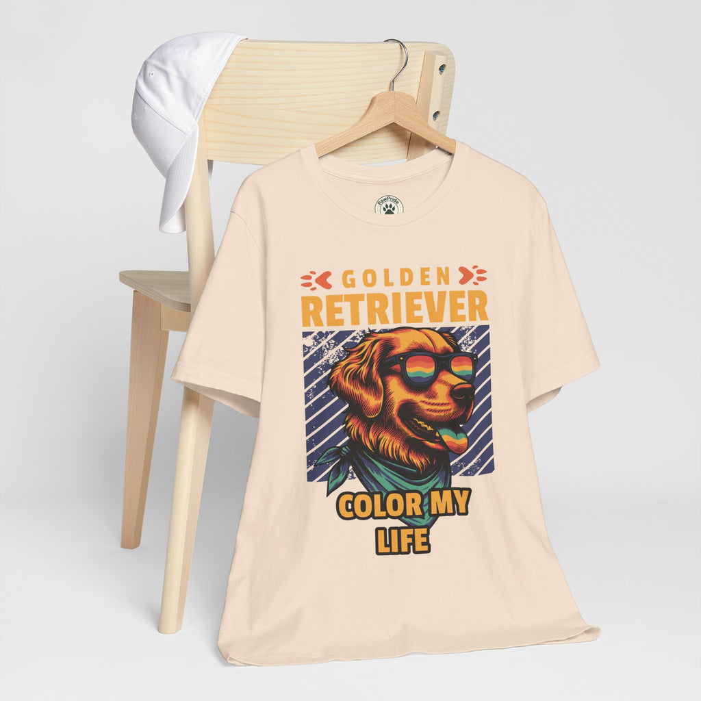 Golden Retriever T‑Shirt — 'Color My Life' Retro Dog Graphic Tee