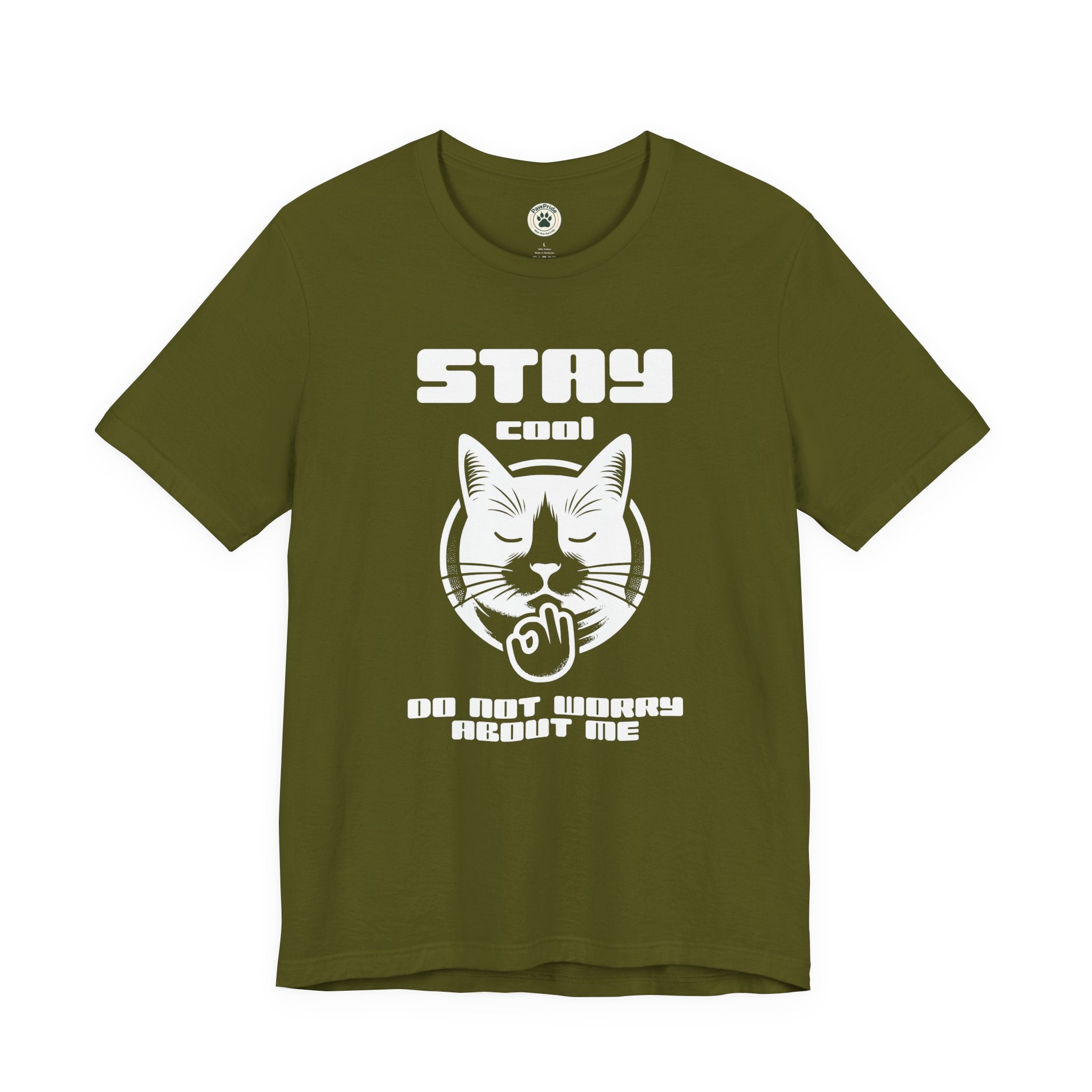 Stay Calm Cat T-Shirt — Cute Grumpy Cat Graphic Tee ("Stay Calm — Do Not Disturb" )