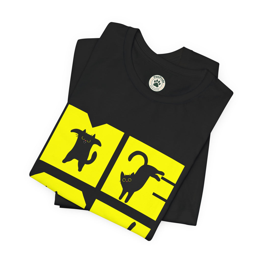 Cat Silhouette Tee — Yellow Block Cats Graphic T-Shirt